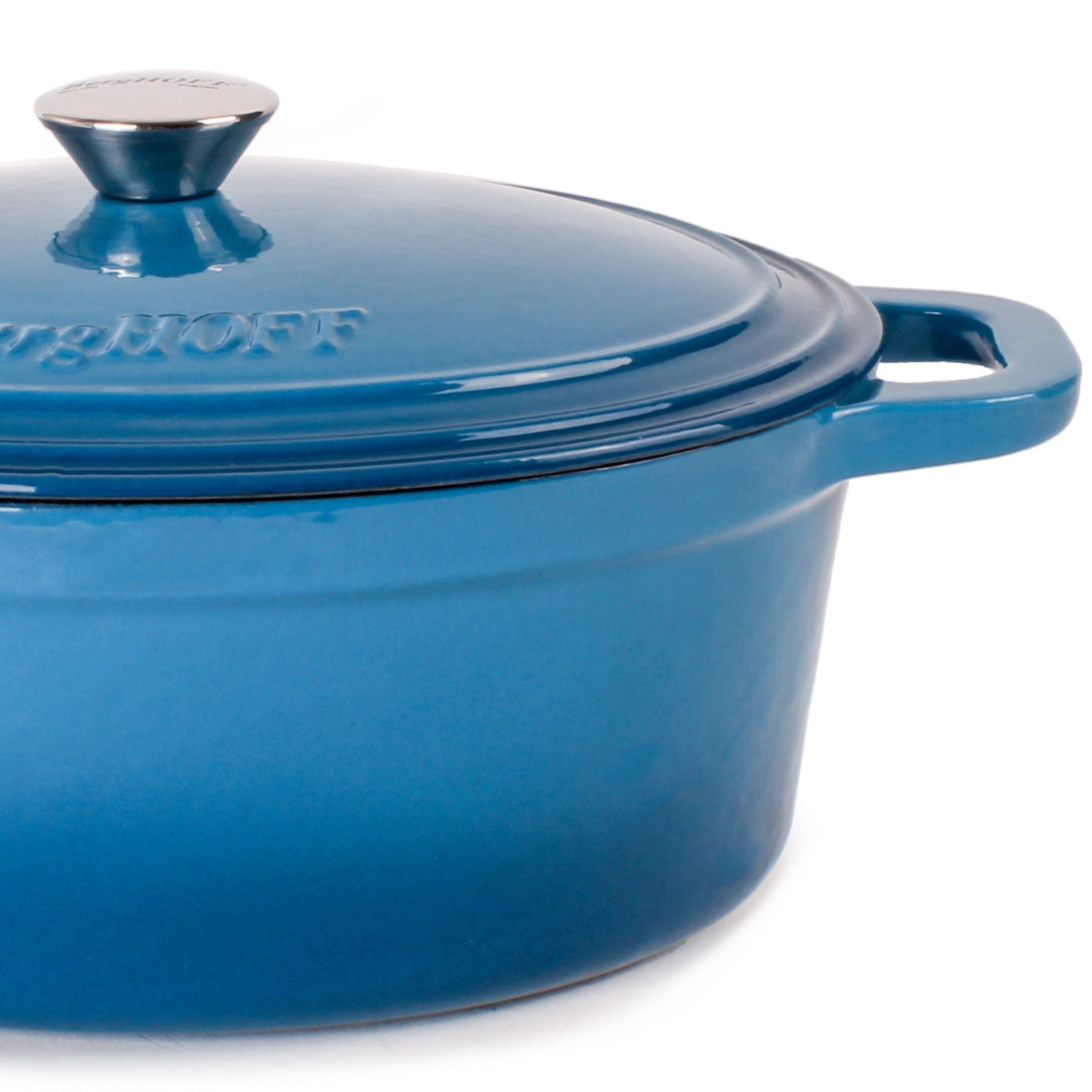 BergHOFF Neo 4-Piece Cast Iron Cookware Set - 5qt & 7qt Dutch Ovens with Matching Lids, Blue Enamel Coating - Perfect for Braising, Stewing & Baking - Ideal for Home Cooking, Camping & Outdoor Use