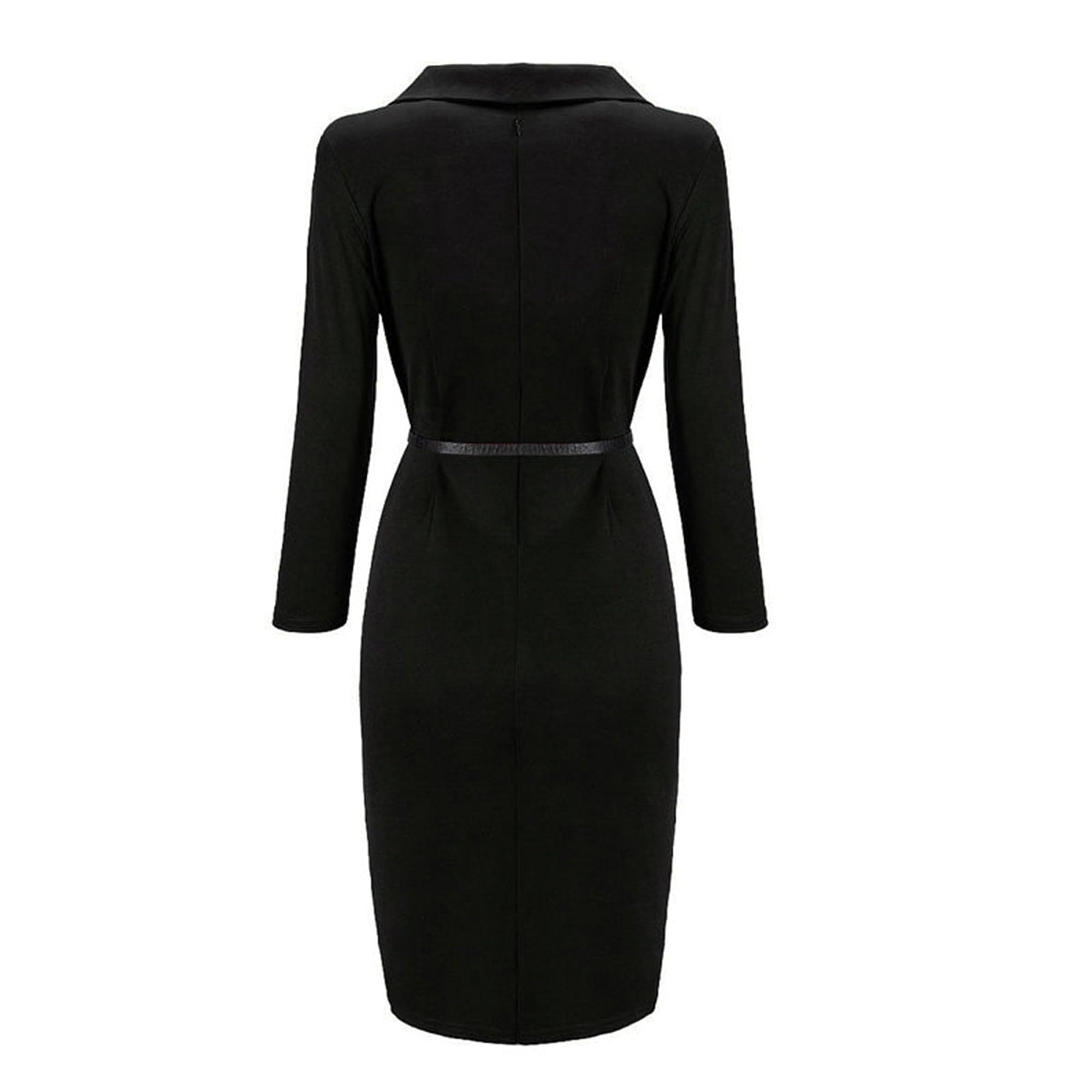 Elegant Women's Long Sleeve Double Notch Lapel Pencil Dress for Business Formal & Office Work - Perfect for Corporate Meetings, Interviews, and Professional Events