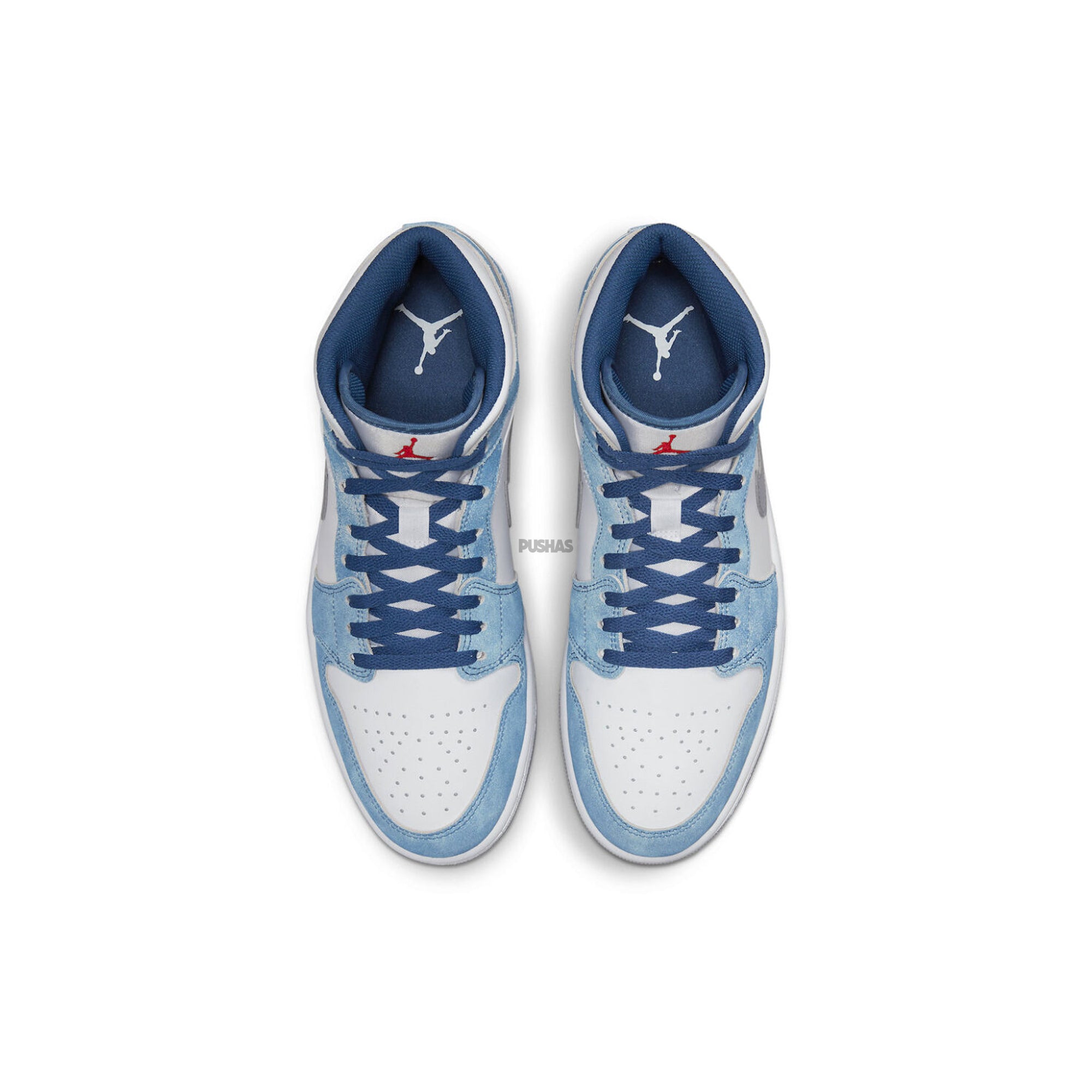 Air Jordan 1 Mid 'French Blue Fire Red' Basketball Shoes (2022) - Men's Retro Sneakers for Casual Wear & Street Style Fashion