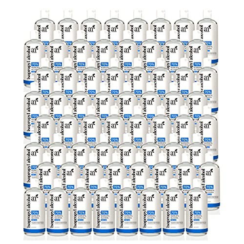 70% Isopropyl Alcohol Disinfectant - 64 Pack (16oz Bottles) - Made in USA - First Aid, Sanitizing Surfaces & Medical Equipment Cleaning