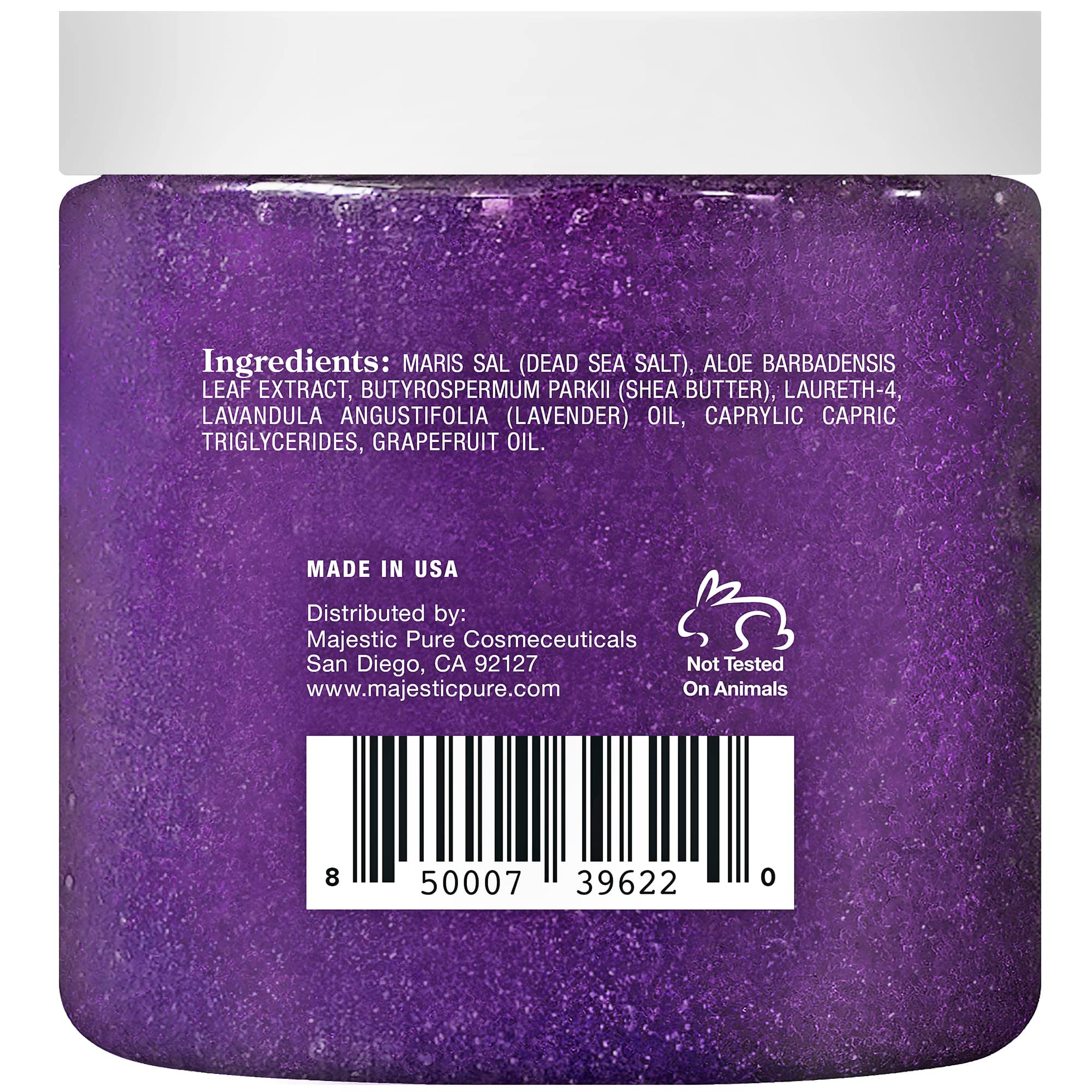 Majestic Pure Lavender Oil Body Scrub with Shea Butter & Grapefruit Oil - Exfoliating & Moisturizing Skin Care for Acne Treatment - 10 oz - Perfect for Spa Day, Dry Skin Relief & Self-Care Routine