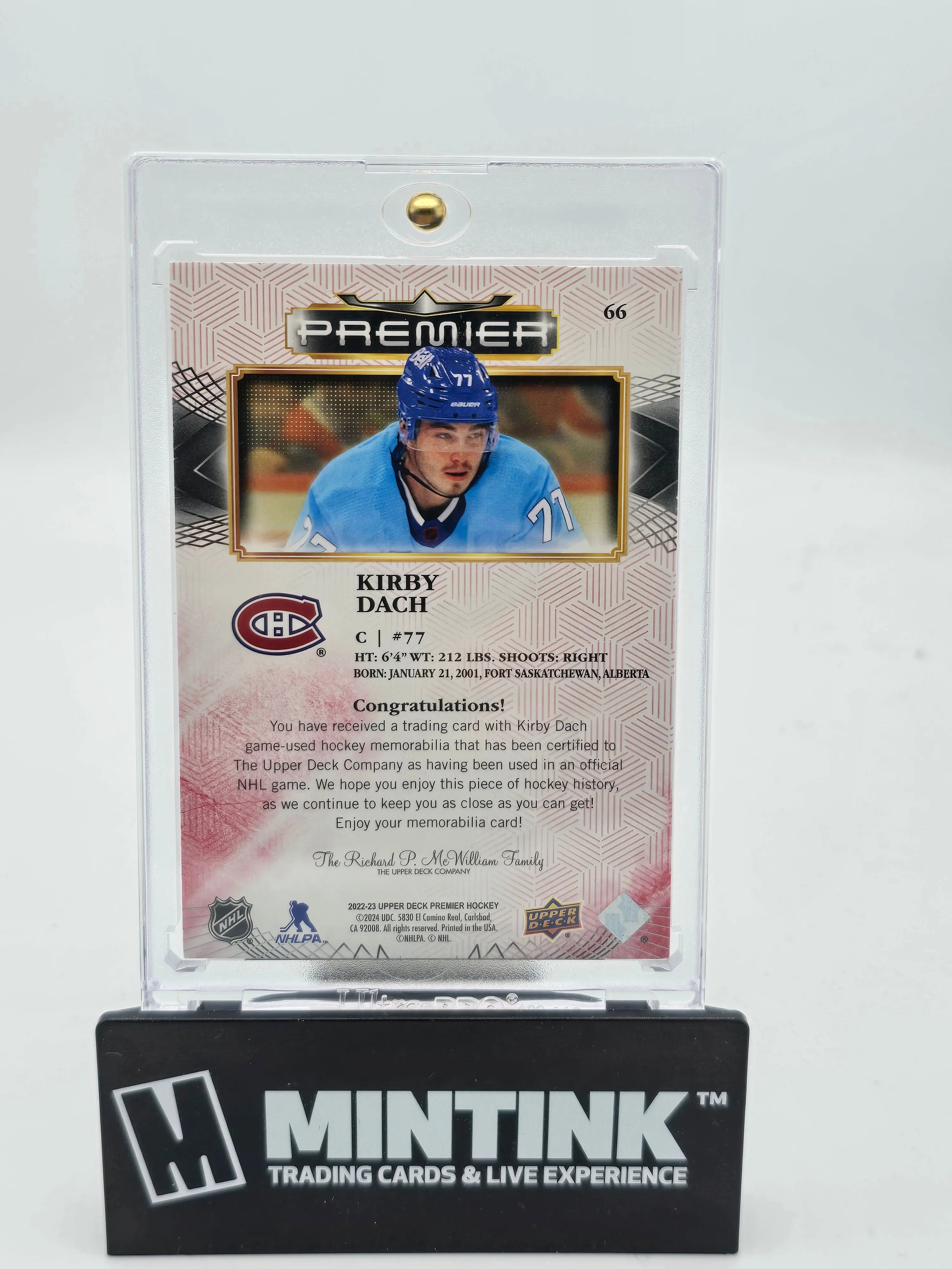 2022-23 Upper Deck Premier Hockey Kirby Dach Red Gold Foil Lace /5 Rare Hockey Card - Perfect for Collectors, Investors & Sports Memorabilia Enthusiasts