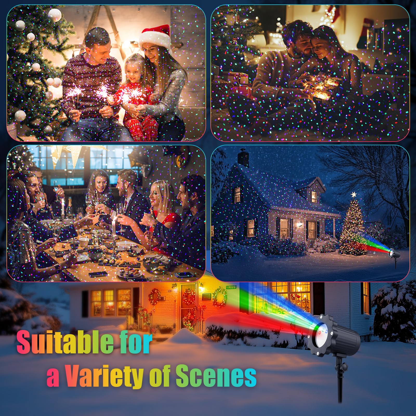 Waterproof Outdoor Laser Projector Lights with 12 RGB Effects, Remote Control & Timer - Perfect for Weddings, Christmas, Holiday Parties, Garden & Landscape Decor