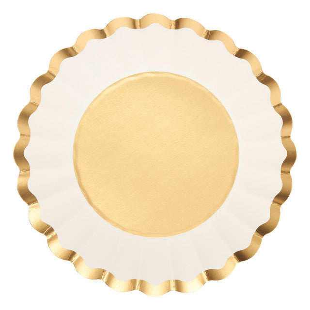 Elegant Gold & White Salad Plates Set of 8 - Perfect for Dinner Parties, Weddings & Holiday Gatherings