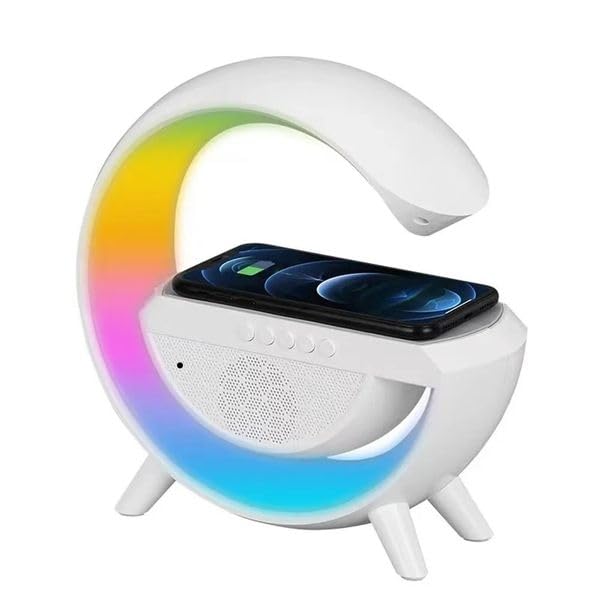 Eurowebbiz 4K Wireless Spy Camera Lamp with Induction Charger & Bluetooth Speaker - Modern Multifunctional Device for Smartphone & Tablet - Perfect for Home Security, Office Monitoring & Smart Charging