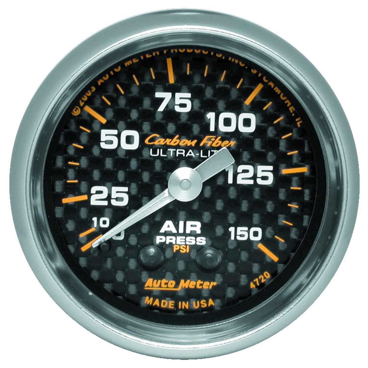 Auto Meter 4720 Carbon Fiber Mechanical Air Pressure Gauge - 0-100 PSI, 2.5
