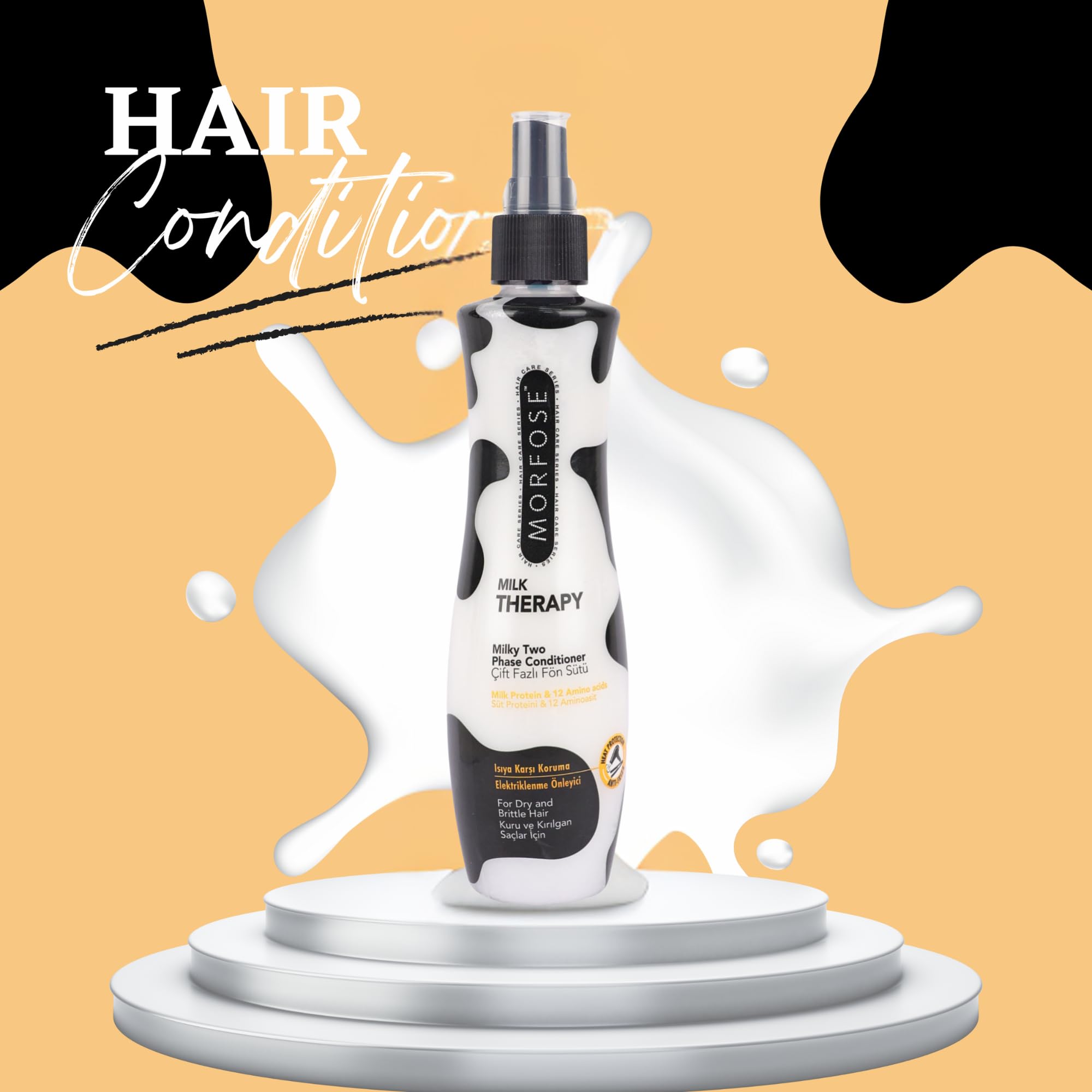 Morfose Pro Milk Therapy Milky Two Phase Hair Conditioner - 8.11 oz (240ml) for Dry & Damaged Hair - Deep Nourishing Treatment for Soft, Shiny Locks at Home or Salon