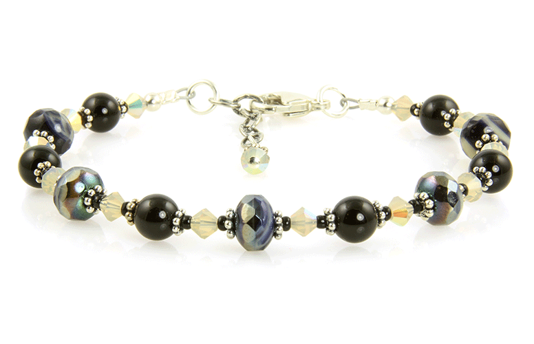 Black Sand Opal Crystal Bracelet for Women - Healing Stone Jewelry for Meditation, Yoga & Spiritual Energy - Elegant Boho Beaded Wristband for Gifts & Everyday Wear