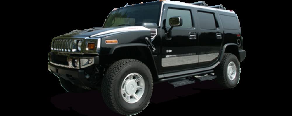 8-Piece Stainless Steel Letter Insert Graphic Rear Bumper Decals with 2 Accent Pieces for 2003-2009 Hummer H2 - Upgrade Your Truck's Style for Off-Road Adventures & Car Shows