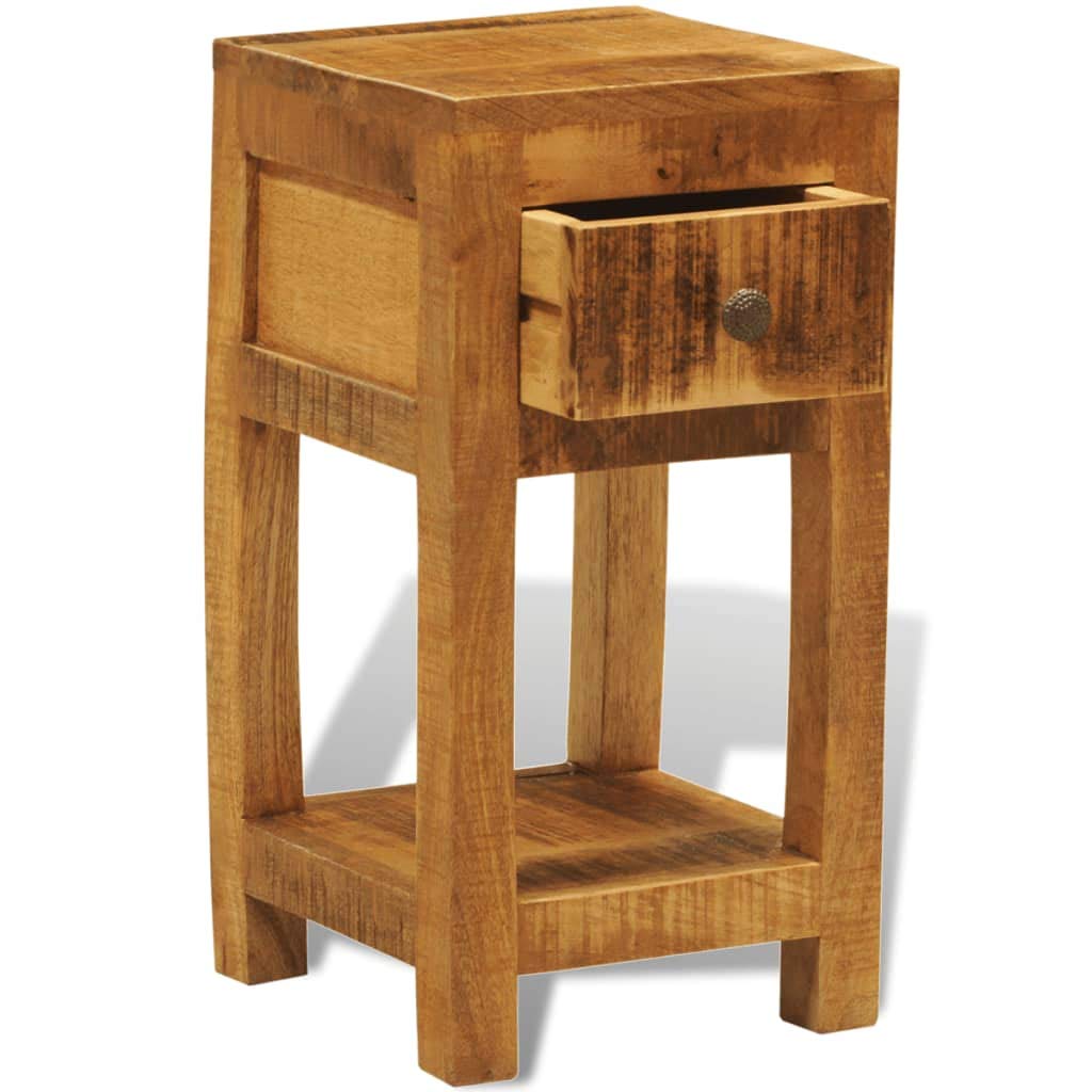 FAMIROSA Solid Mango Wood Nightstand with 1 Drawer - Bedside Table for Bedroom, Living Room, or Office Storage
