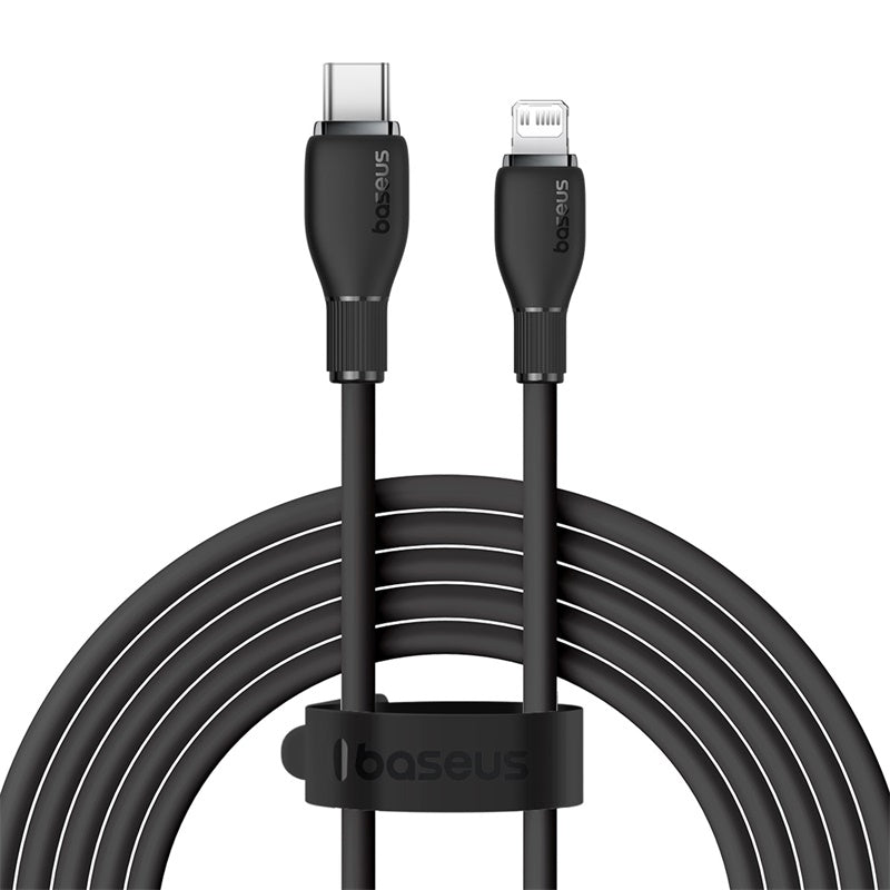 Baseus 2M Fast Charging Cable Type C to Lightning 20W PD - High Speed Charger for iPhone 14/13/12/11/X/8, iPad - Durable Nylon Braided, Black (Pudding Series) - Perfect for Home, Office & Travel