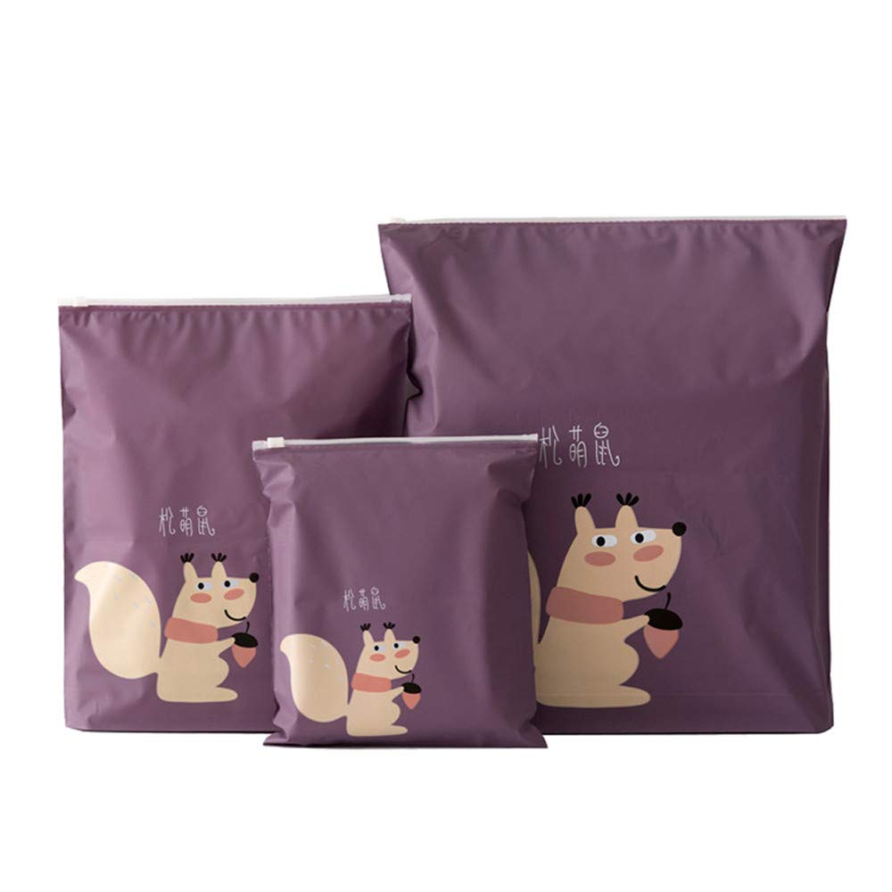 LOKODO 3-Piece Waterproof Travel Storage Bags Set - Cute Cartoon Design for Toiletries, Cosmetics & Accessories - Perfect for Vacation, Camping & Daily Organization