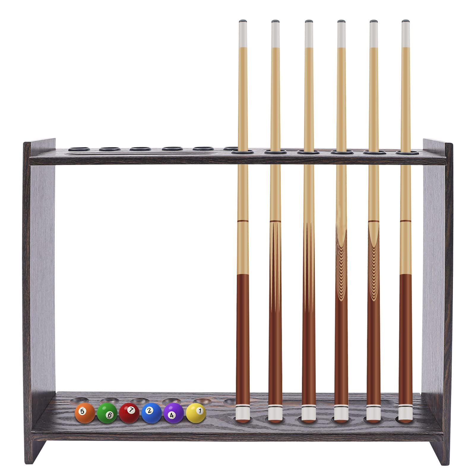 Premium 12-Slot Floor Standing Pool Cue Rack with Triangle Ball Holder - 28.7x6.7x22 Inch Billiard Accessory for Game Rooms, Bars & Home Entertainment (Ideal for Organizing Cues & Balls)