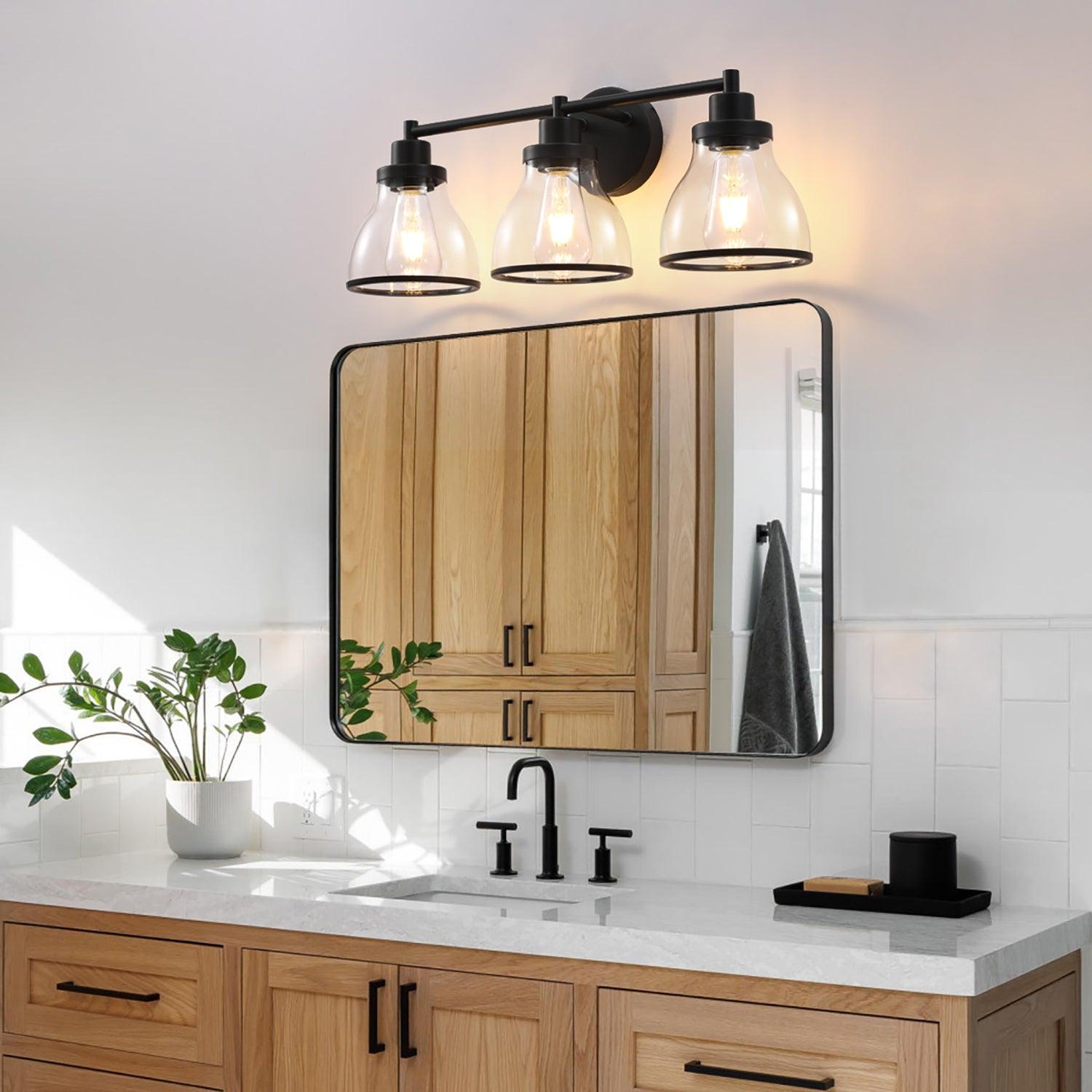 Hermosa Modern 3-Light Bathroom Vanity Light Fixture - Brushed Nickel Finish, Dimmable LED Lighting for Bathroom, Powder Room & Dressing Area