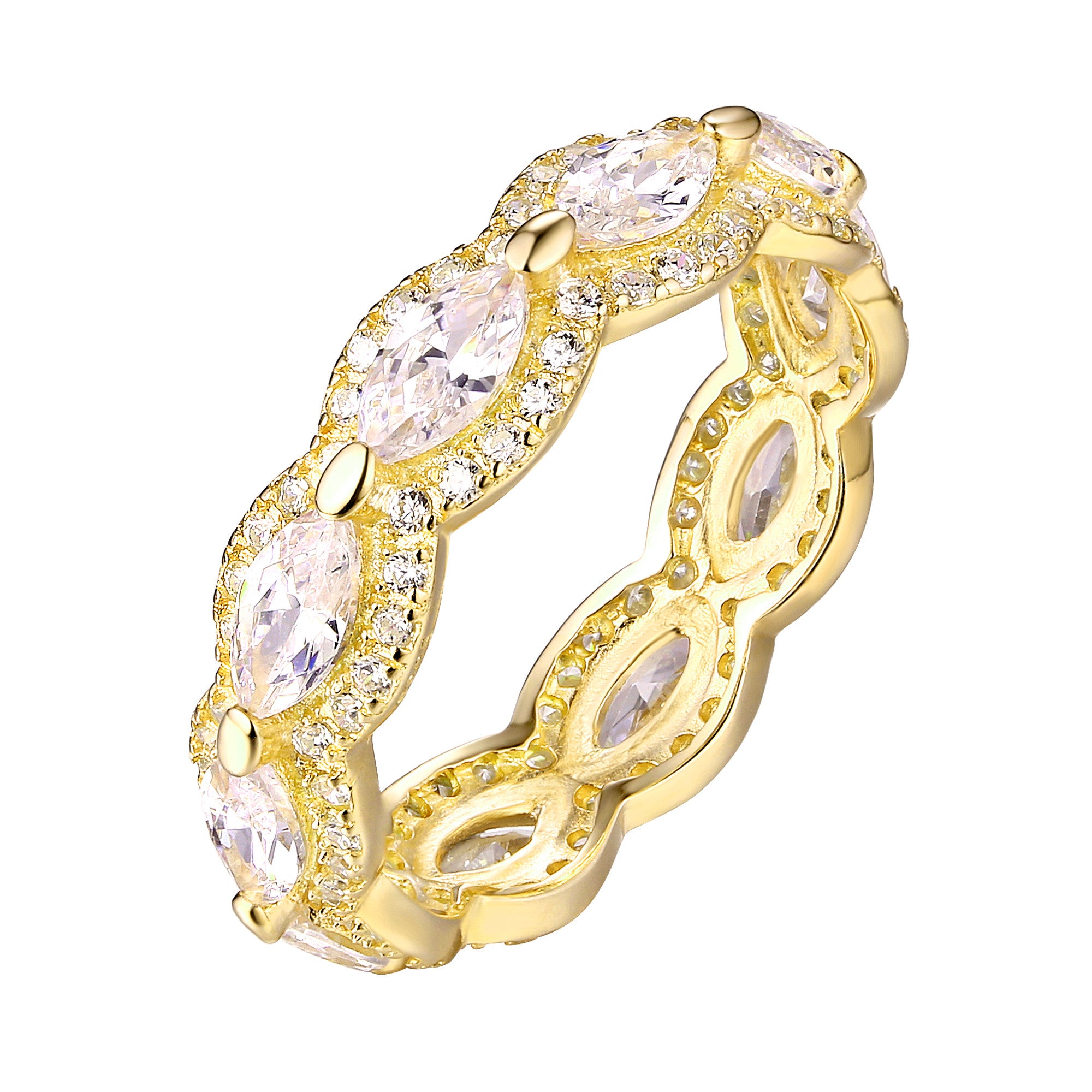 Elegant Pear Cut Cubic Zirconia Wedding Engagement Eternity Ring - 925 Sterling Silver - Perfect for Anniversaries, Proposals & Special Occasions
