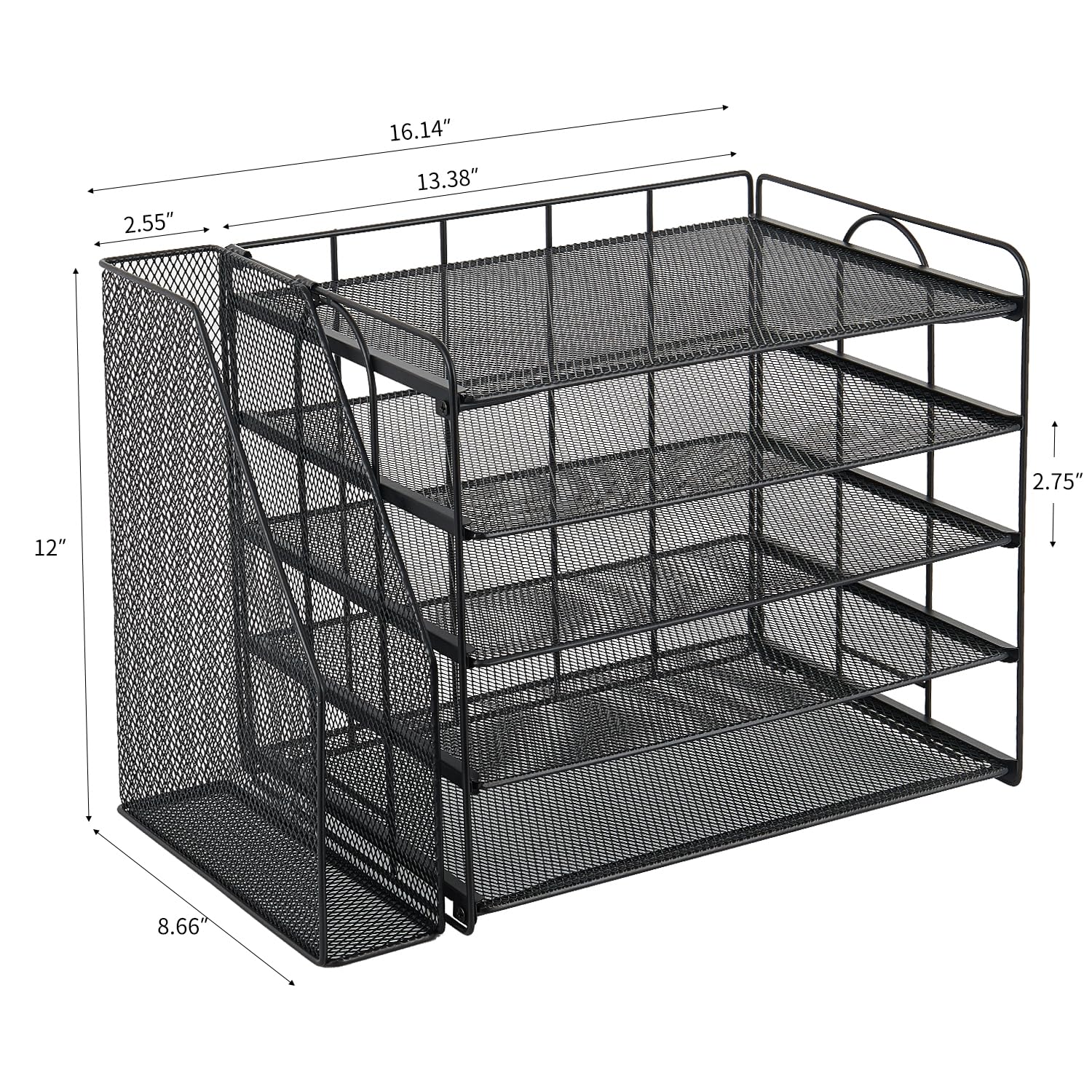 OPNCIE 5-Tier Paper Letter Tray File Organizer - Black Desk Organizer for Office, Classroom & Workspace | File Storage Solution for Documents, Mail & Office Supplies | Perfect for Home, School & Professional Organization