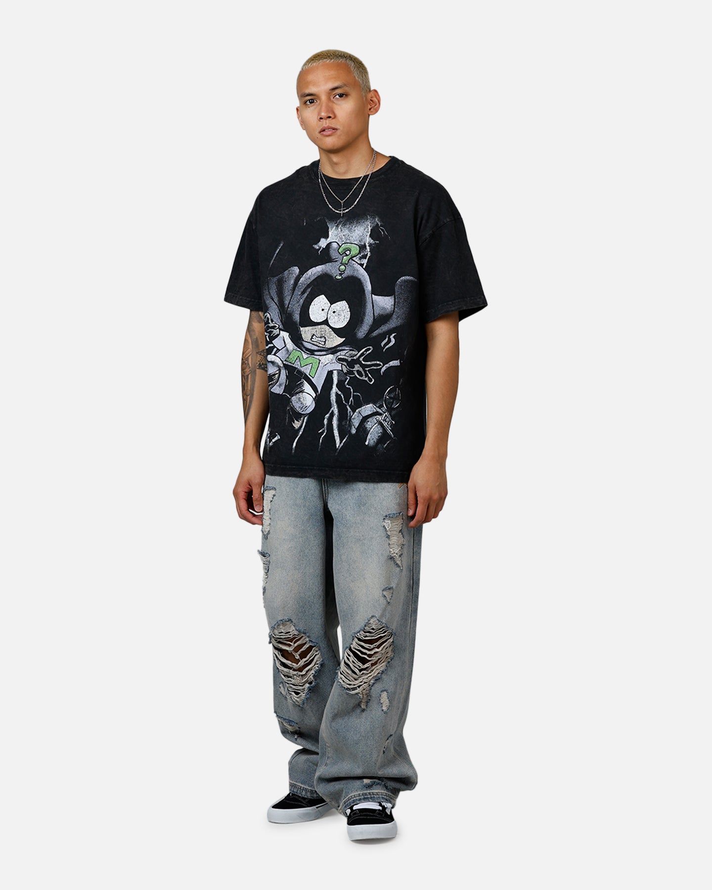 73 Studio X Cartoon Network South Park Mysterion Heavyweight Black Acid Wash T-Shirt | Official Licensed Graphic Tee for Men & Women | Perfect for Cosplay, Comic Con & Streetwear Fashion