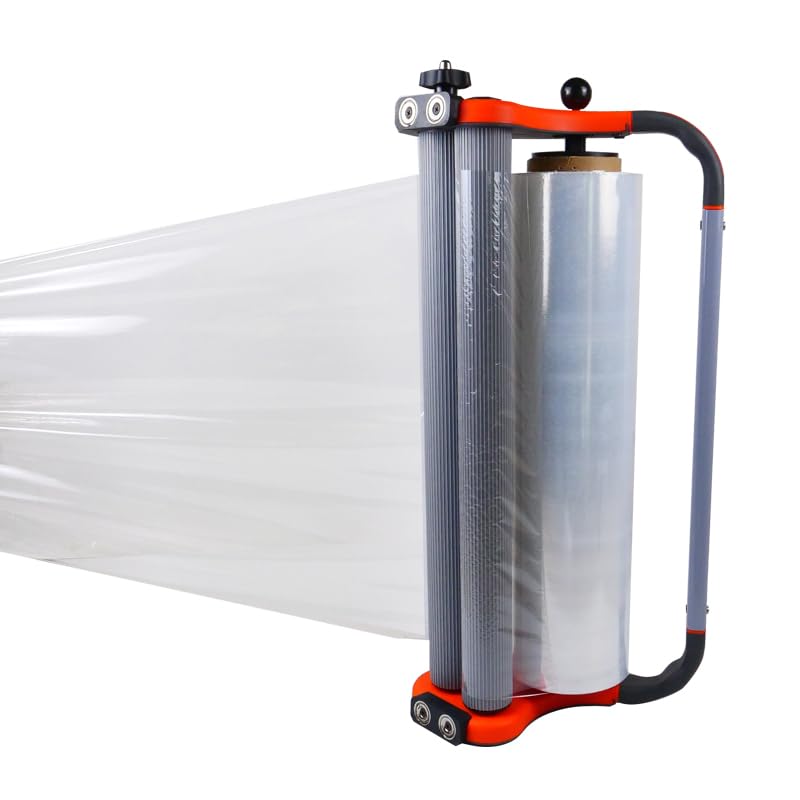 HUVIOVED Handheld Stretch Film Winding Machine - Heavy Duty Pallet Wrapping Dispenser for Shipping, Moving & Warehouse Use | Industrial Strength Film Applicator for Secure Load Transport & Storage