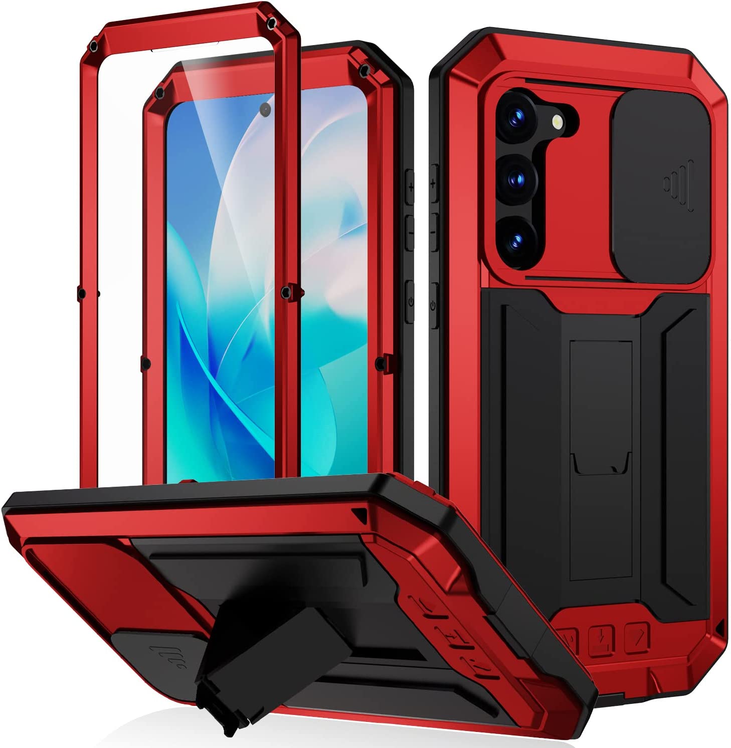 Samsung Galaxy S23 Ultra Case with Aluminum Metal Frame & Gorilla Glass Kickstand - Shockproof Protective Cover for Photography, Gaming & Outdoor Activities