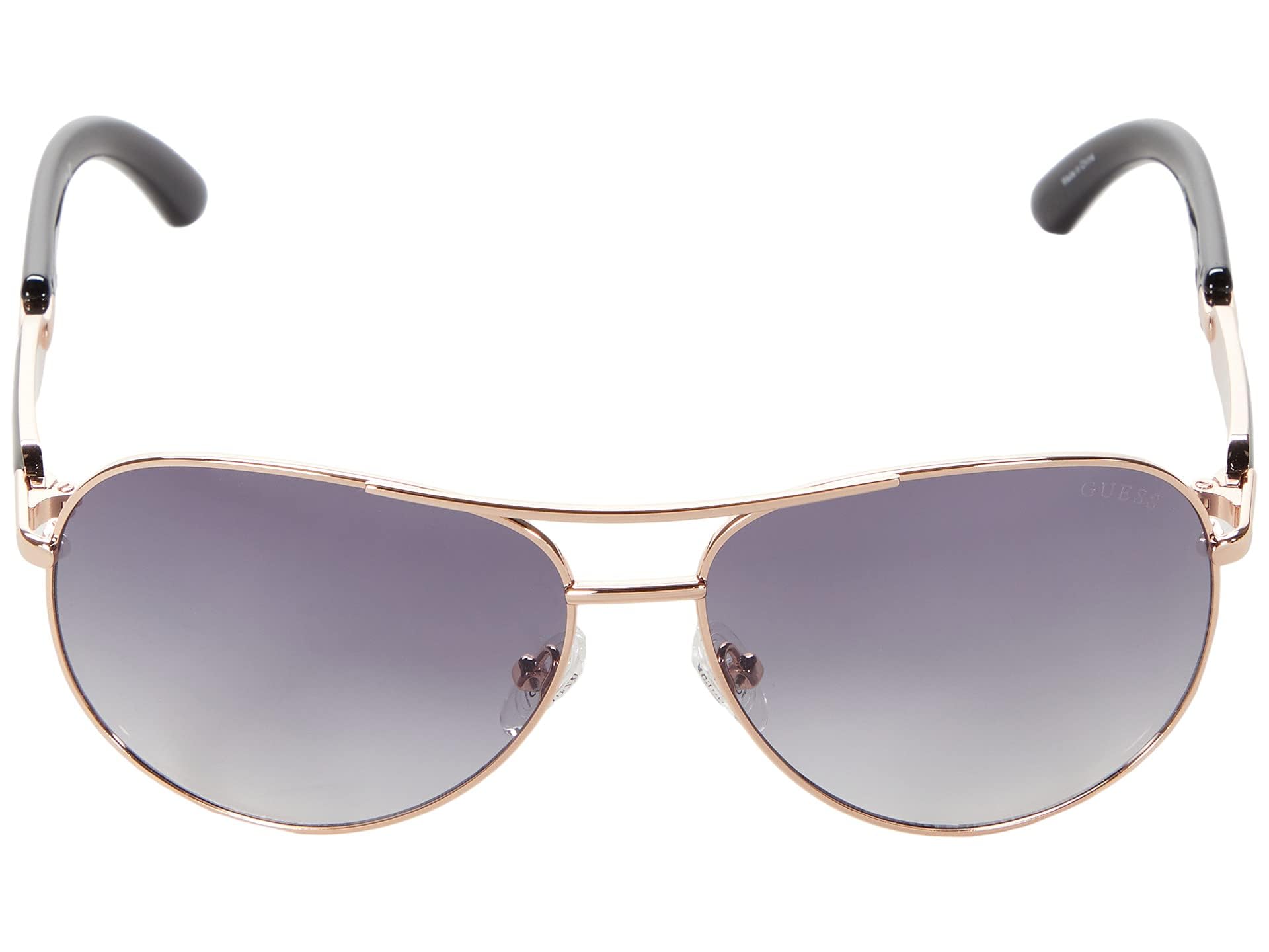 GUESS GU7295 Women's Shiny Rose Gold Aviator Sunglasses - Classic Full Frame Metal Design with Smoke Mirror & Brown Mirror Lenses (Non-Polarized) | Perfect for Driving, Beach & Outdoor Fashion Accessories