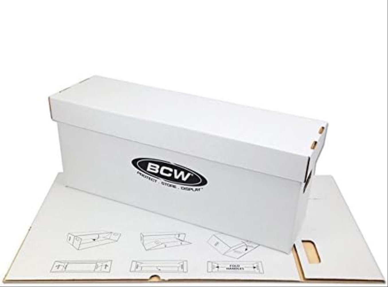 BCW Long Comic Storage Box (10-Pack) - Holds 250-300 Comics | Stackable Comic Book Organizer for Current & Silver Age Comics | Heavy-Duty 200 lb. Test Strength | Perfect for Comic Collectors, Conventions & Home Organization
