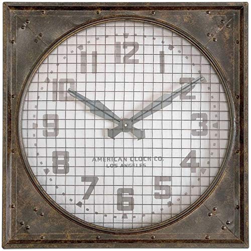BOWERY HILL Modern Wall Clock with Grill in Mottled Rust Brown - Silent Non-Ticking Battery Operated Clock for Living Room, Bedroom, Office Decor