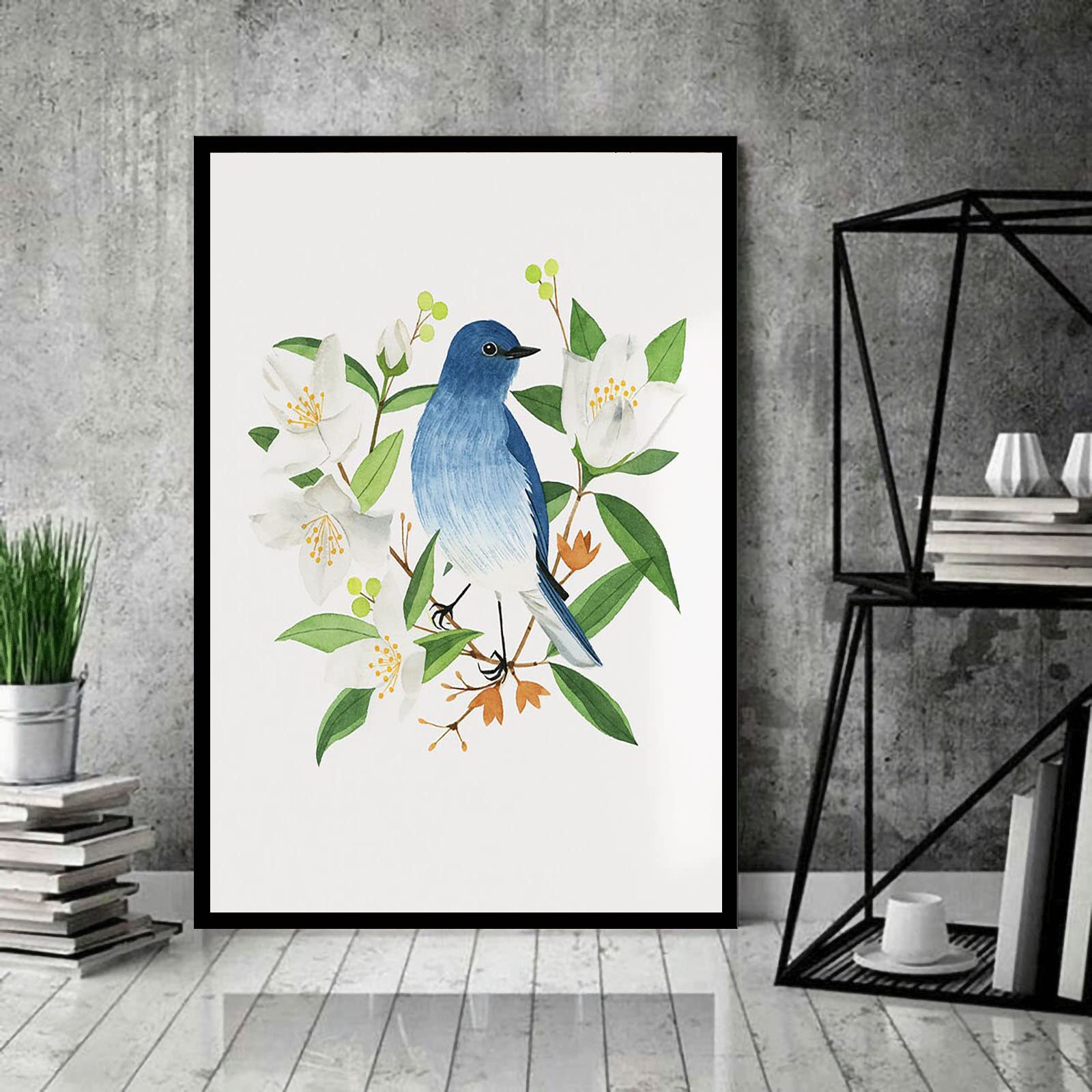 Rustic Canvas Wall Art 12x18 - Bird & Flowers for Living Room, Bedroom, Kitchen Decor