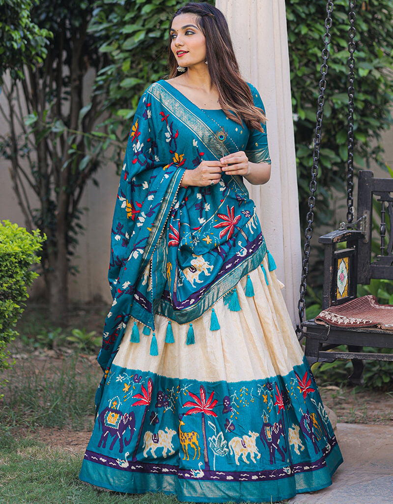 Blue Dola Silk Lehenga Choli - Elegant Indian Bridal Dress for Weddings & Festive Occasions