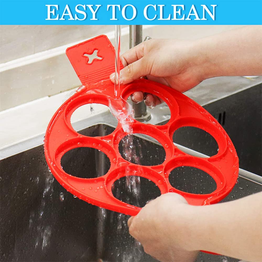 Nonstick Silicone Pancake & Egg Rings - Reusable Round Molds for Perfect Pancakes, Fried Eggs - Kitchen Baking & Cooking Tools for Breakfast, Brunch, Camping & Family Cooking