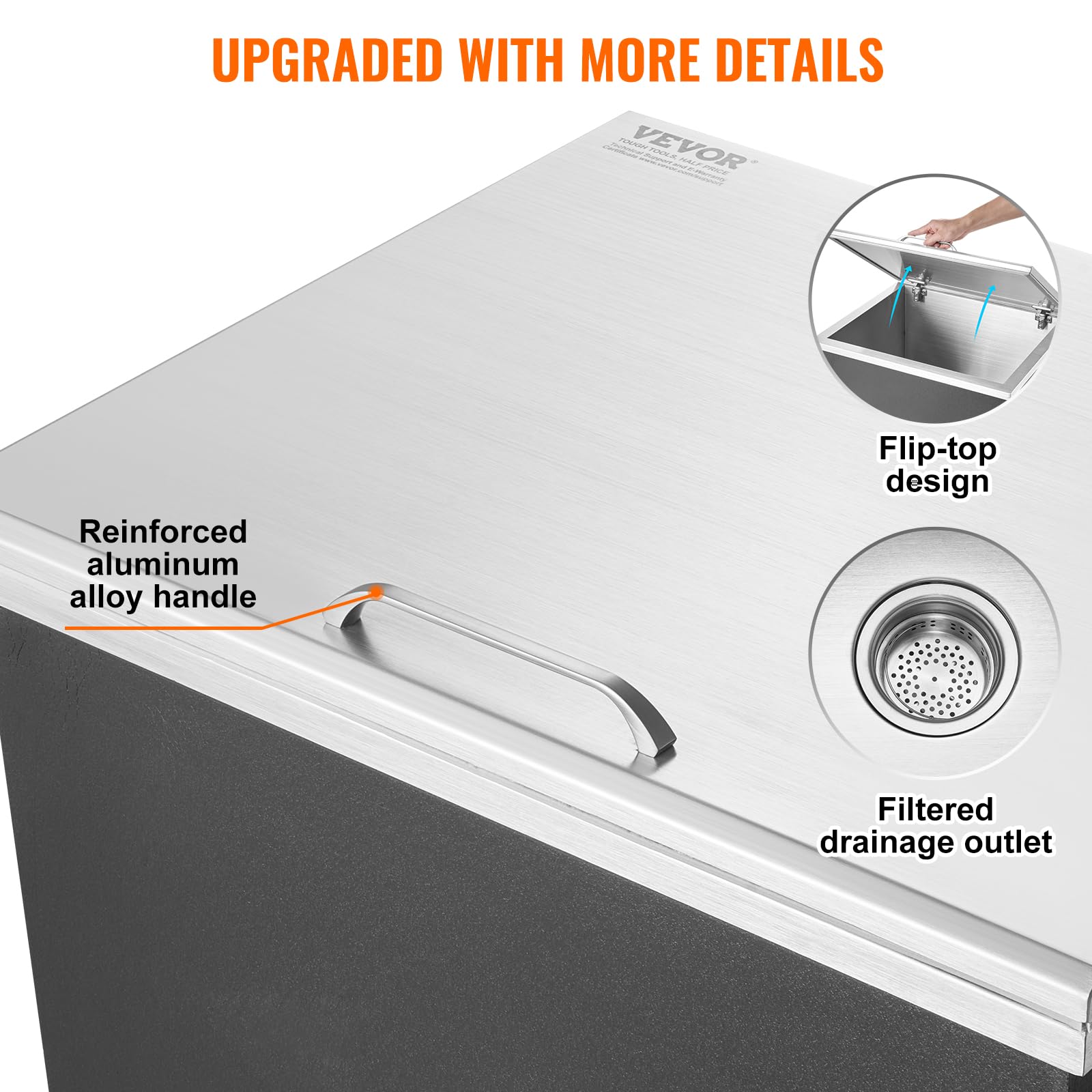 VEVOR 40 qt Stainless Steel Drop-In Ice Chest Cooler - 28