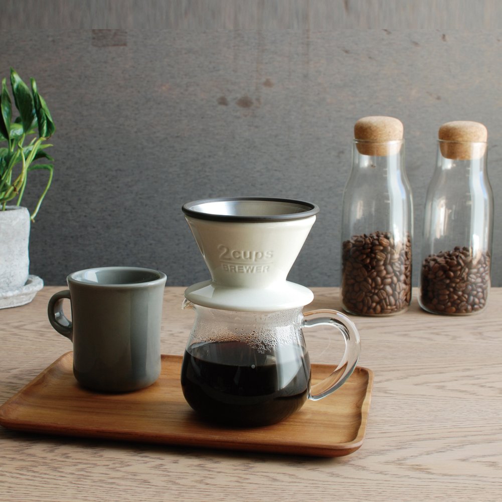 KINTO SCS 27629 Porcelain Coffee Brewer - 2 Cup Capacity, Dishwasher Safe, White - Perfect for Home, Office & Coffee Lovers