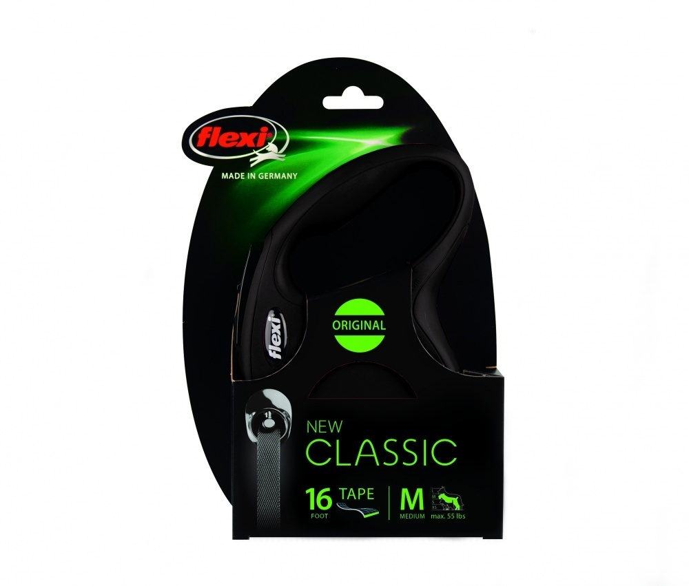 Flexi New Classic MD Retractable 16 ft Tape Leash for Dogs - Hands-Free Walking, Training & Outdoor Adventures | Durable & Tangle-Free Pet Leash for Small to Medium Dogs