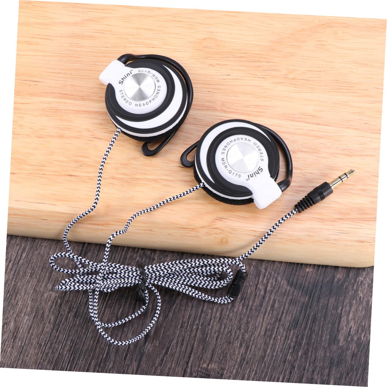 Gadpiparty Clip-On Wired Headphones - Lightweight Earhook Earbuds for Sports, PC, MP3 Players & DVD - Secure Fit for Running, Gym & Office Use