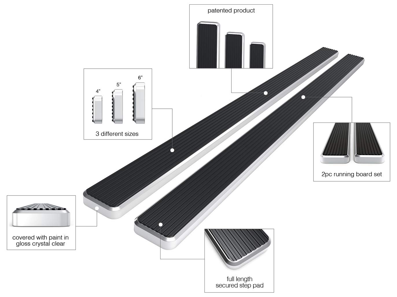 APS Premium 4in Running Boards for Toyota RAV4 2013-2015 | Side Steps Nerf Bars | Off-Road Accessories for SUV Truck | Easy Installation & Durable Aluminum Construction
