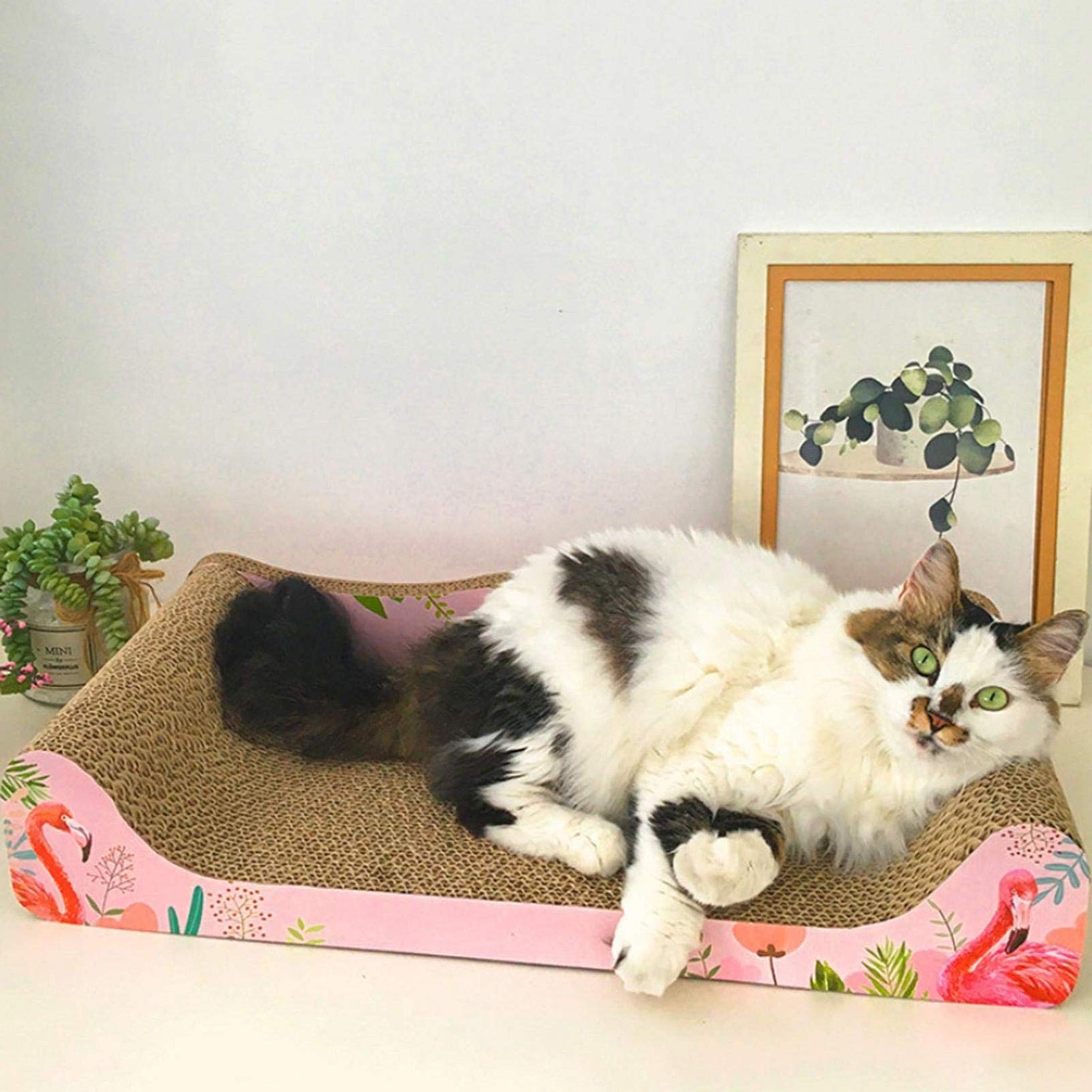Pink Cat Scratch Pad - Durable Corrugated Cardboard Scratcher Toy for Indoor Cats - Fun & Safe Clawing Activity for Kittens - Perfect for Playtime & Furniture Protection