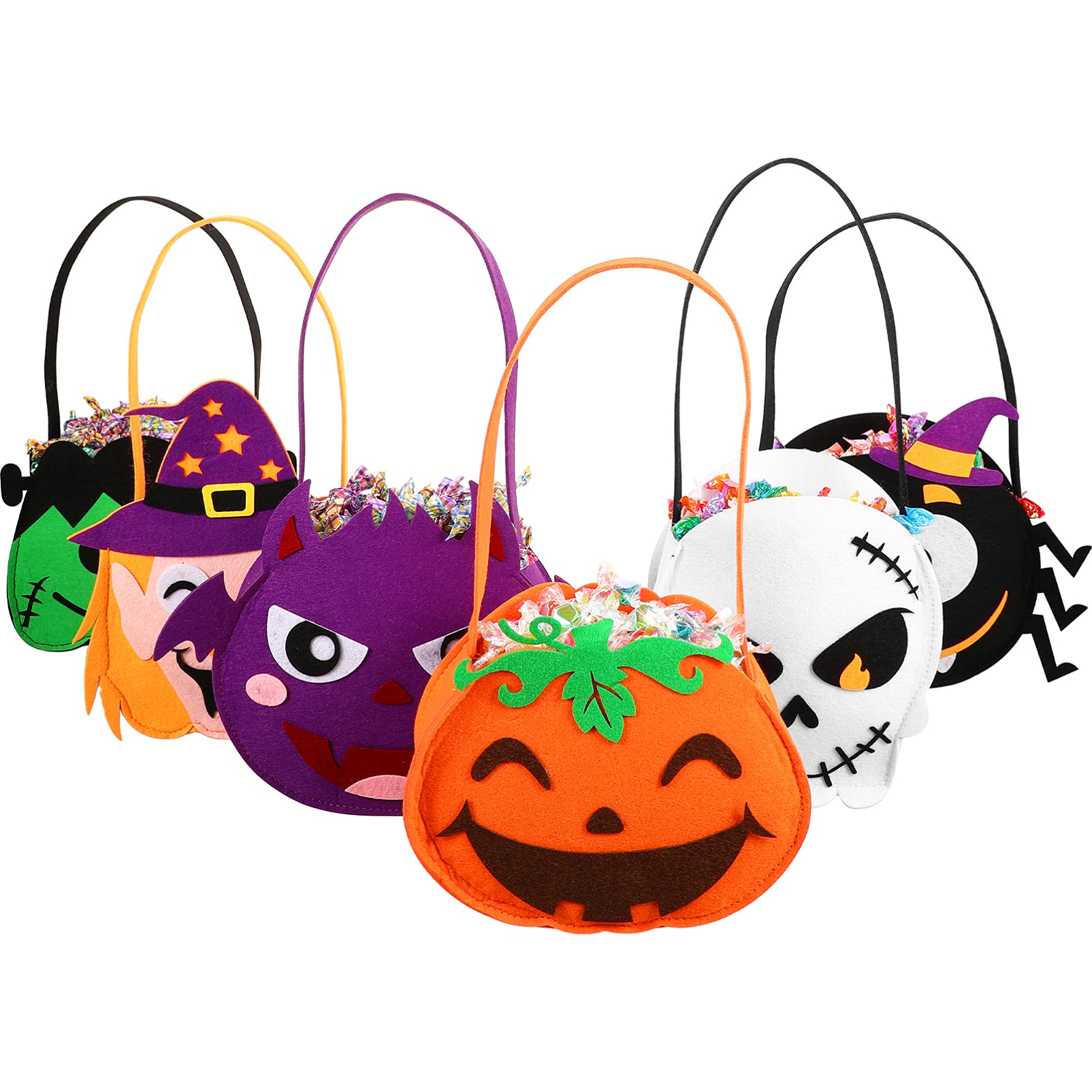 BESPORTBLE 6-Pack Halloween Pumpkin Bags for Kids - Reusable Trick or Treat Candy Baskets, Holiday Party Favors & Fall Decorations | Perfect for Classroom Treats, Halloween Parties & Autumn Home Decor