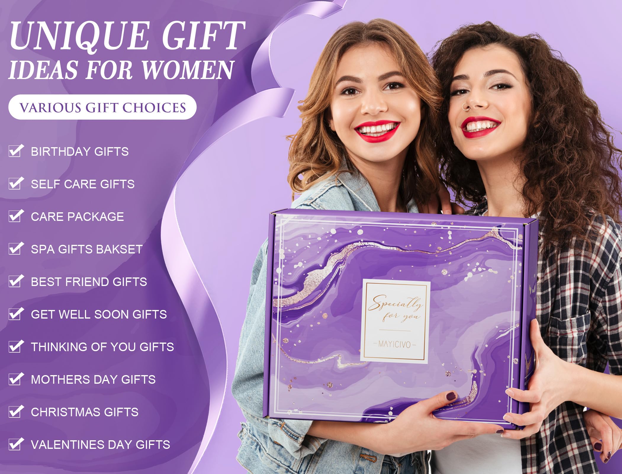 Lavender Relaxing Spa Gift Basket for Women - Luxury Flannel Blanket, Self Care & Get Well Soon Gifts - Perfect Birthday, Mother's Day Present for Mom, Wife, Sister, Friend | Home Spa Relaxation & Recovery Gift Set