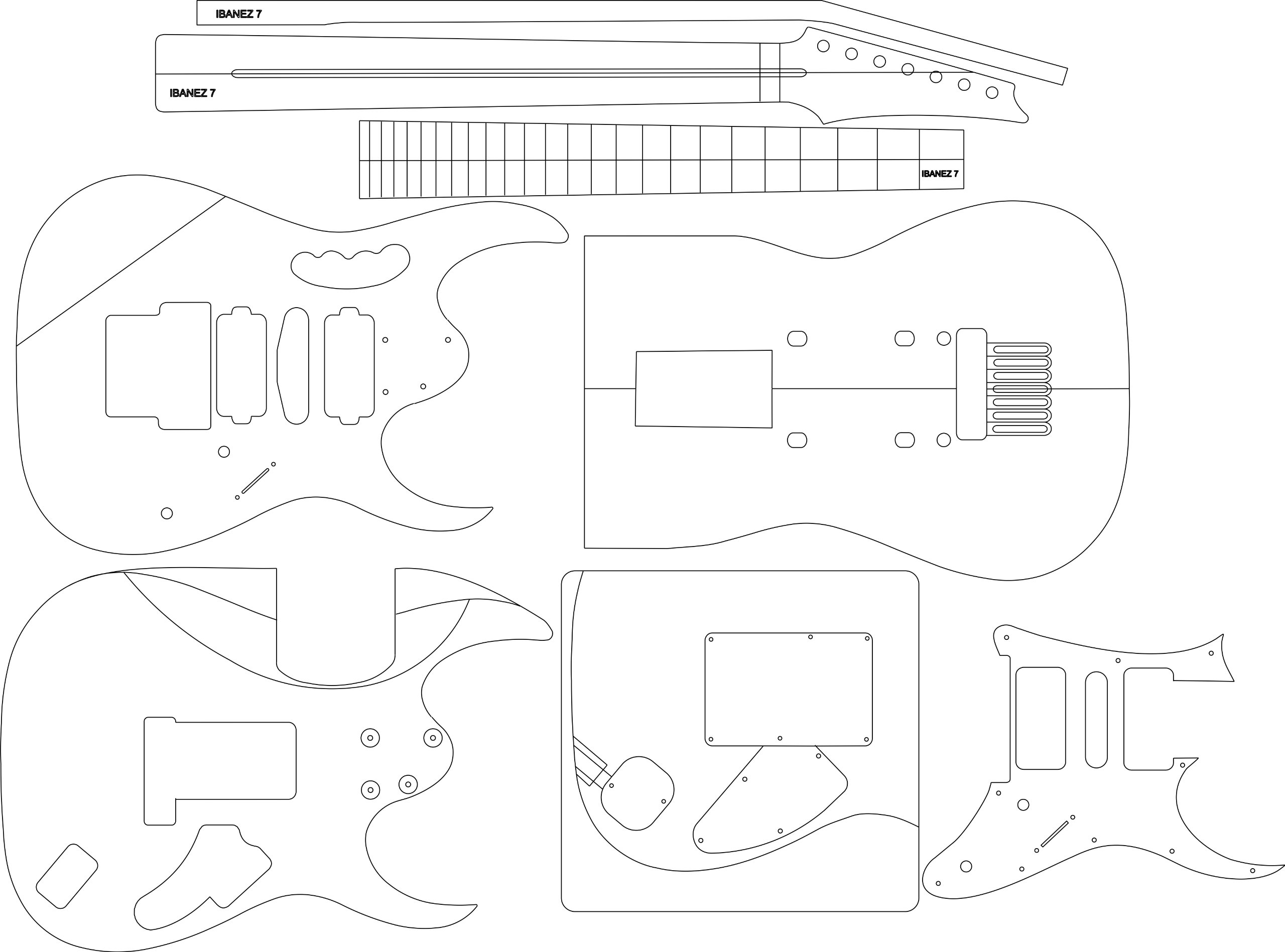 Professional Electric Guitar Routing Template for Ibanez Jem7 - Perfect for DIY Guitar Building & Custom Modifications - Ideal for Luthiers & Musicians
