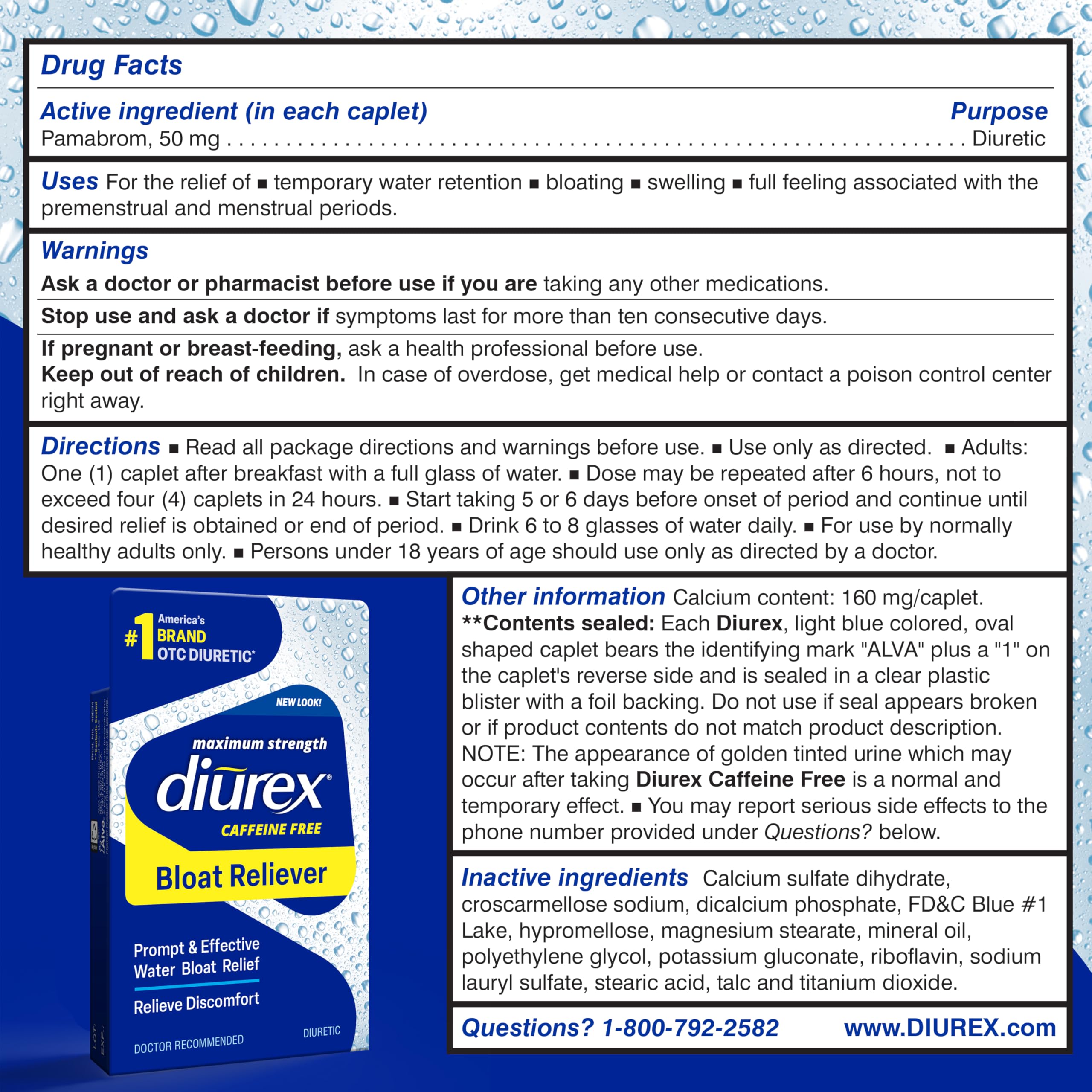 Diurex Max Water Pills - Maximum Strength Caffeine Free Diuretic for Water Retention Relief - 24 Count - Reduce Bloating & Swelling for Comfortable Daily Activities