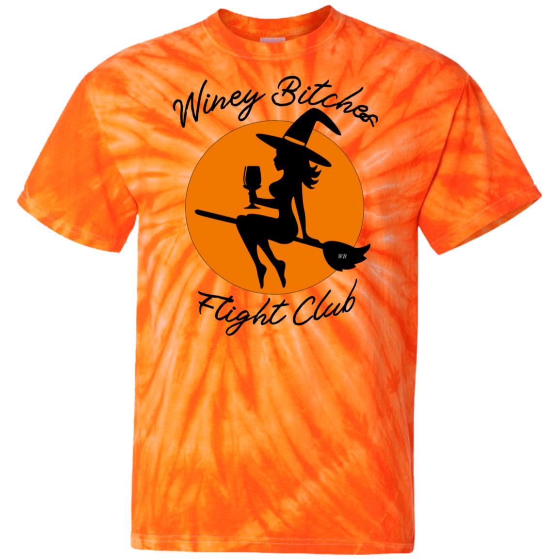 WineyBitches.Co Winey Bitches Flight Club 100% Cotton Tie Dye T-Shirt for Women | Soft & Comfortable Casual Tee | Perfect for Wine Tasting, Girls Night Out & Summer Festivals