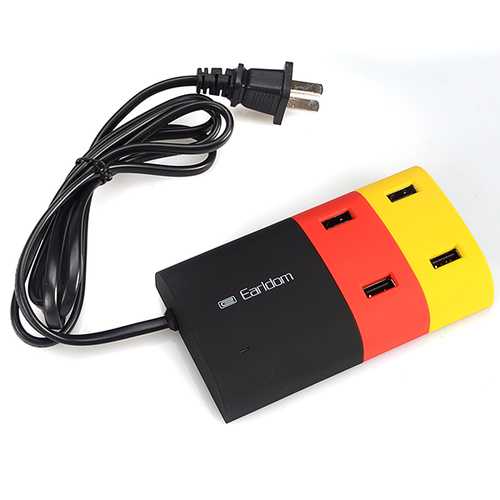 Earldom 5V 6.2A 4-Port USB Charger Hub - Fast Charging Station for iPhone, Android, iPad, Tablets & More - Perfect for Home, Office & Travel