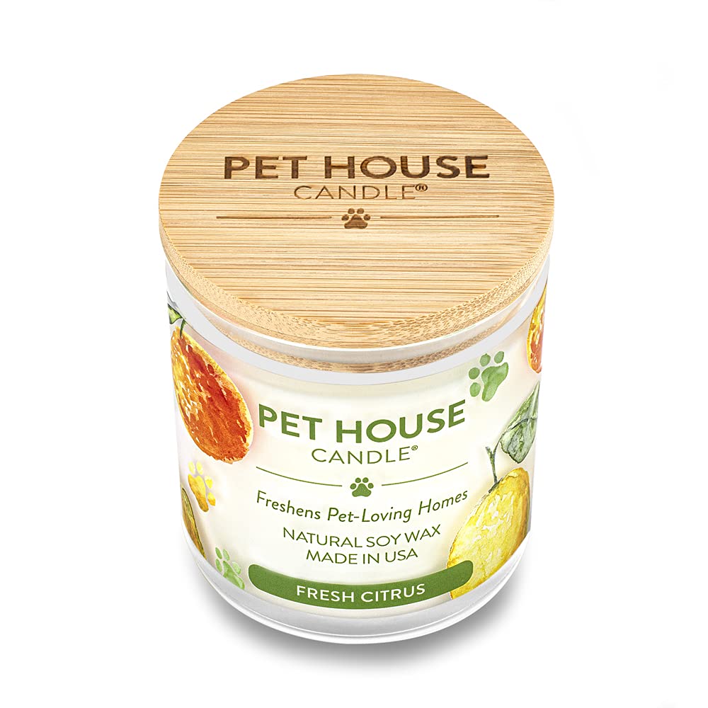 One Fur All Pet House Candle 2 Pack - Soy Wax, Plant-Based, Clean Burning Scented Candles for Home - Ruby Red Grapefruit & Fresh Citrus Fragrance - Long Lasting Pet Odor Eliminator - Perfect for Living Rooms, Bedrooms & Pet Areas