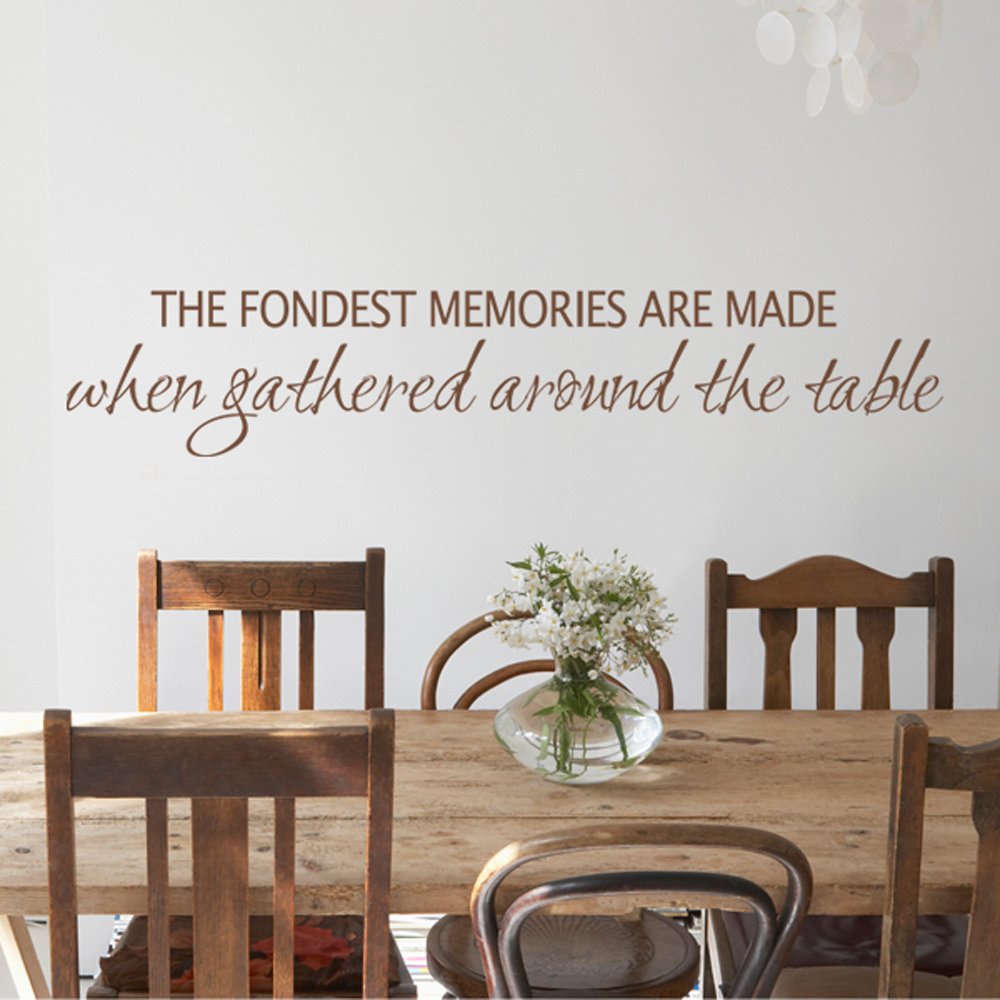 Vinyl Wall Decal for Dining Room - 'The Fondest Memories are Made When Gathered Around The Table' Home Decor Sticker (Brown, Large) | Perfect for Kitchen, Living Room & Family Gathering Spaces | Wall Art for Home, Restaurant & Office Decor