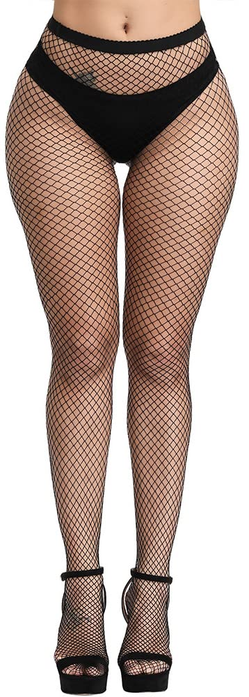 CozyWow Women's High Waist Fishnet Tights - Soft Stretchy Footed Stockings with 10+ Color Options | Perfect for Halloween Costumes, Cosplay, and Night Out Outfits