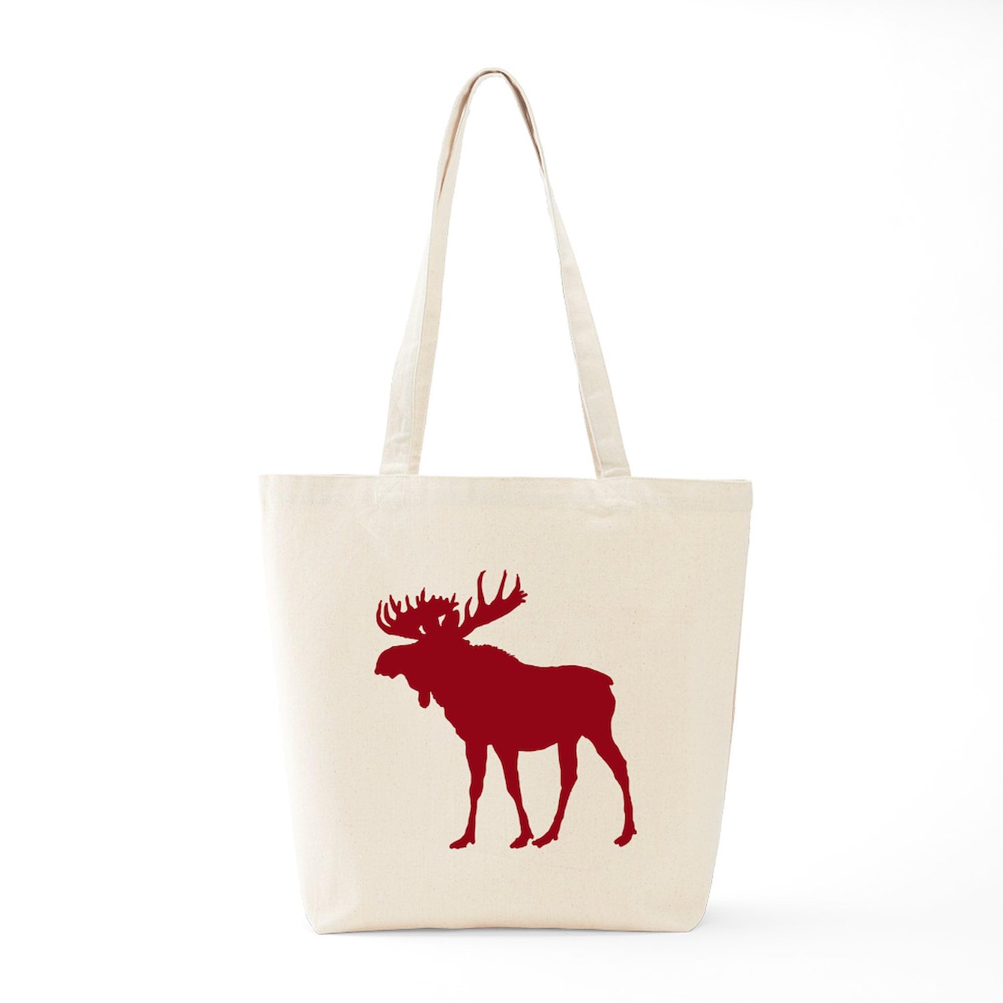 Rustic Red Moose Tote Bag - Natural Canvas Reusable Shopping Bag for Groceries, Beach & Farmers Market | Eco-Friendly & Durable