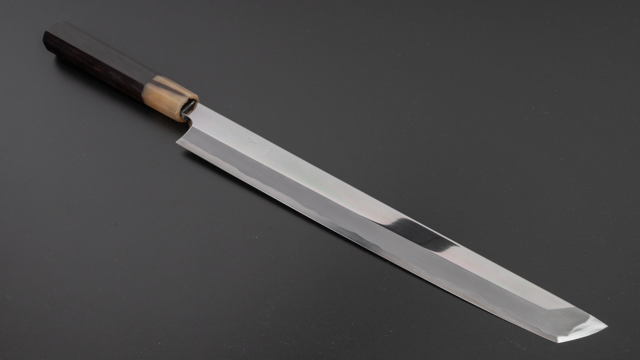 Hitohira Togashi White #1 Yanagiba Sakimaru 300mm Japanese Sushi Knife - Ebony Handle, Mirror Polished Blade with Saya - Perfect for Sushi Chefs & Japanese Cuisine Lovers