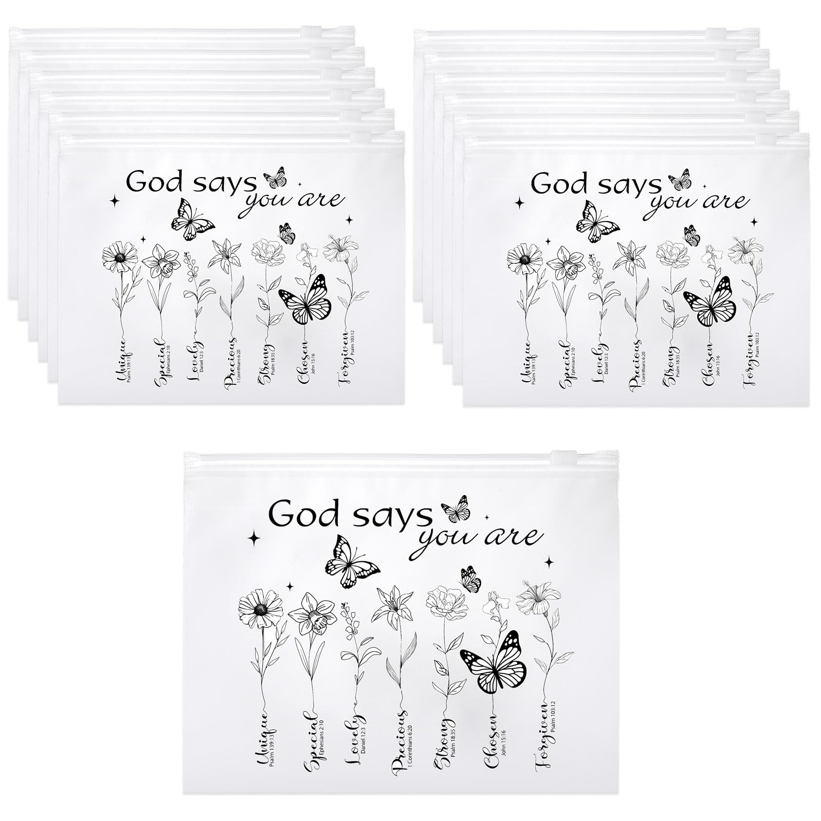 50 Pcs Inspirational Cosmetic Bags for Women - EVA Zippered Makeup Pouches with 