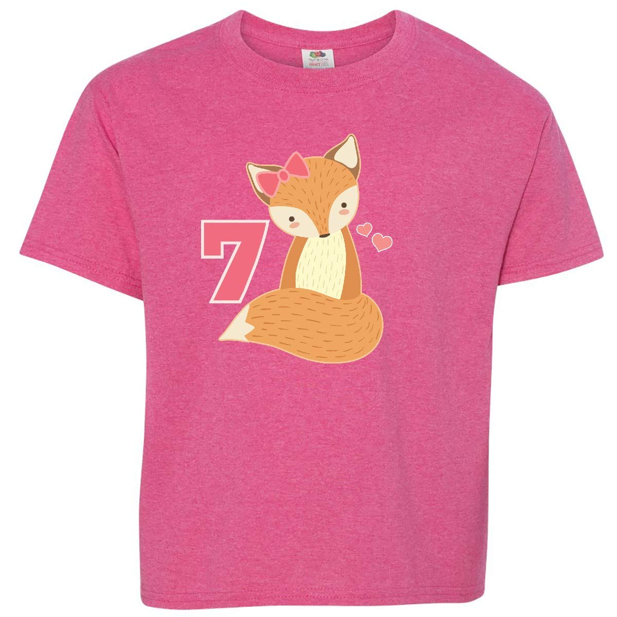 Inktastic 7th Birthday Fox Youth T-Shirt - Cute 7 Year Old Kids Animal Graphic Tee for Birthday Parties & Casual Wear