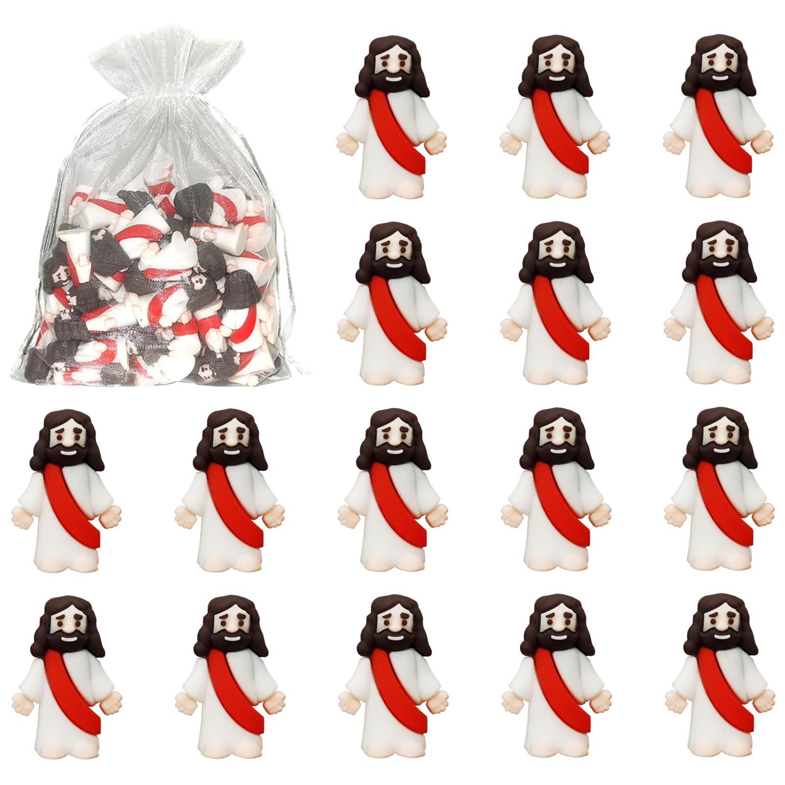 50 Pcs Mini Jesus Figurines Toys - Religious Party Favors, Easter Egg Stuffers & Christian Gift Ideas for Kids, Home Decor, Nativity Scenes & Bible Study Visual Aids