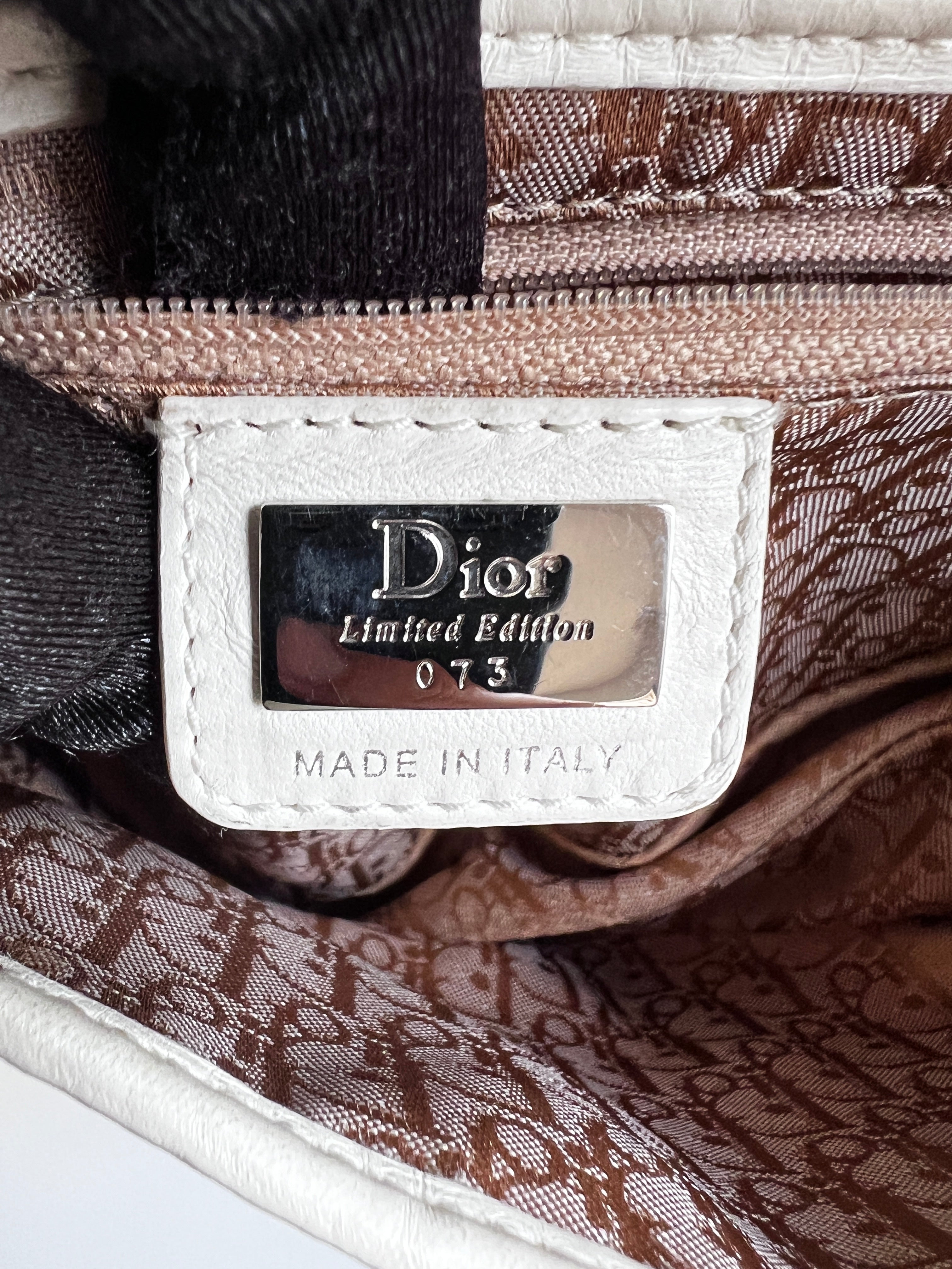 Dior Limited Edition White Floral Canvas Saddle Bag – Luxury Designer Handbag for Women, Perfect for Parties, Weddings & Everyday Elegance